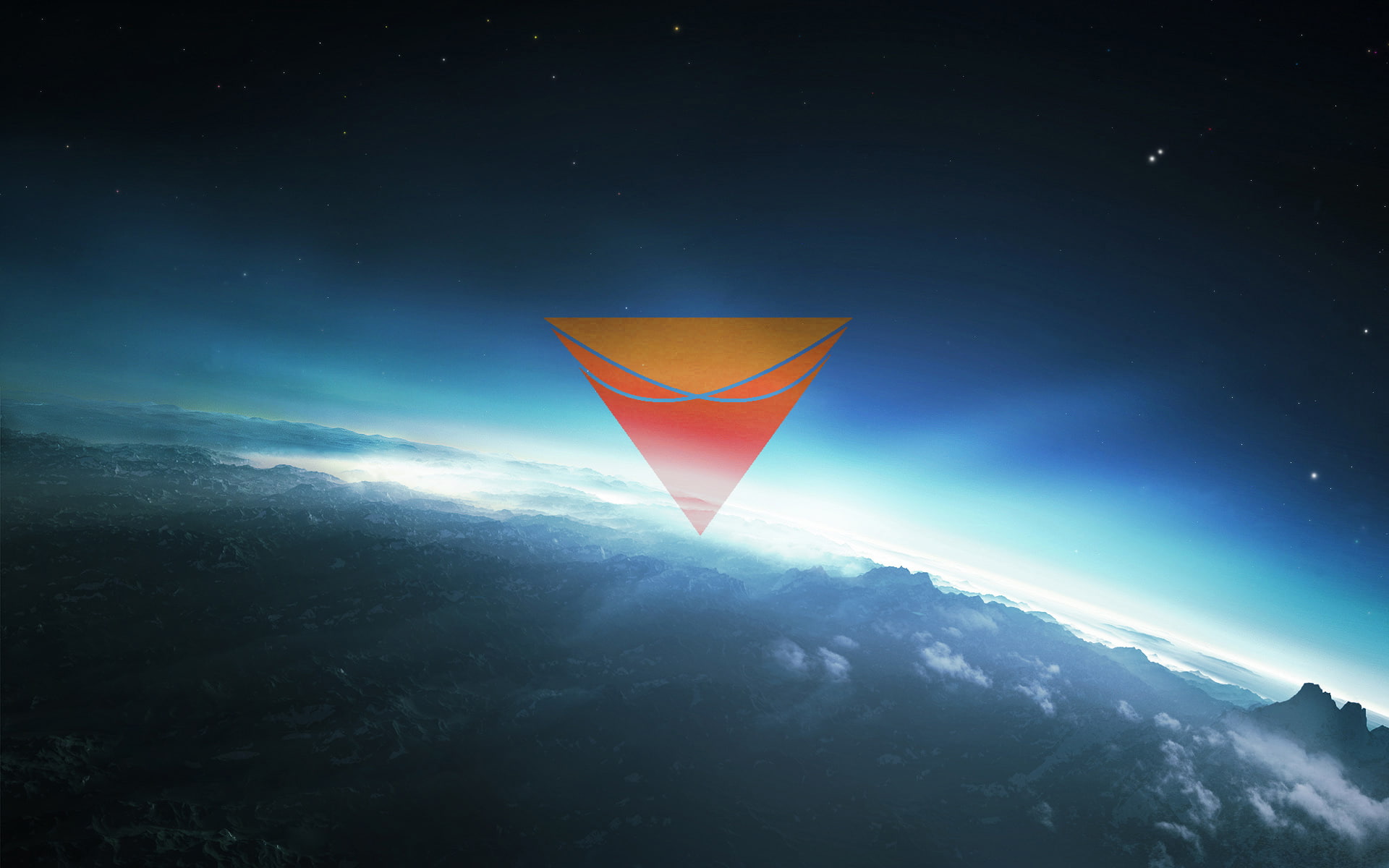 1080P, triangle, polyscape, landscape, clouds, HD Wallpaper