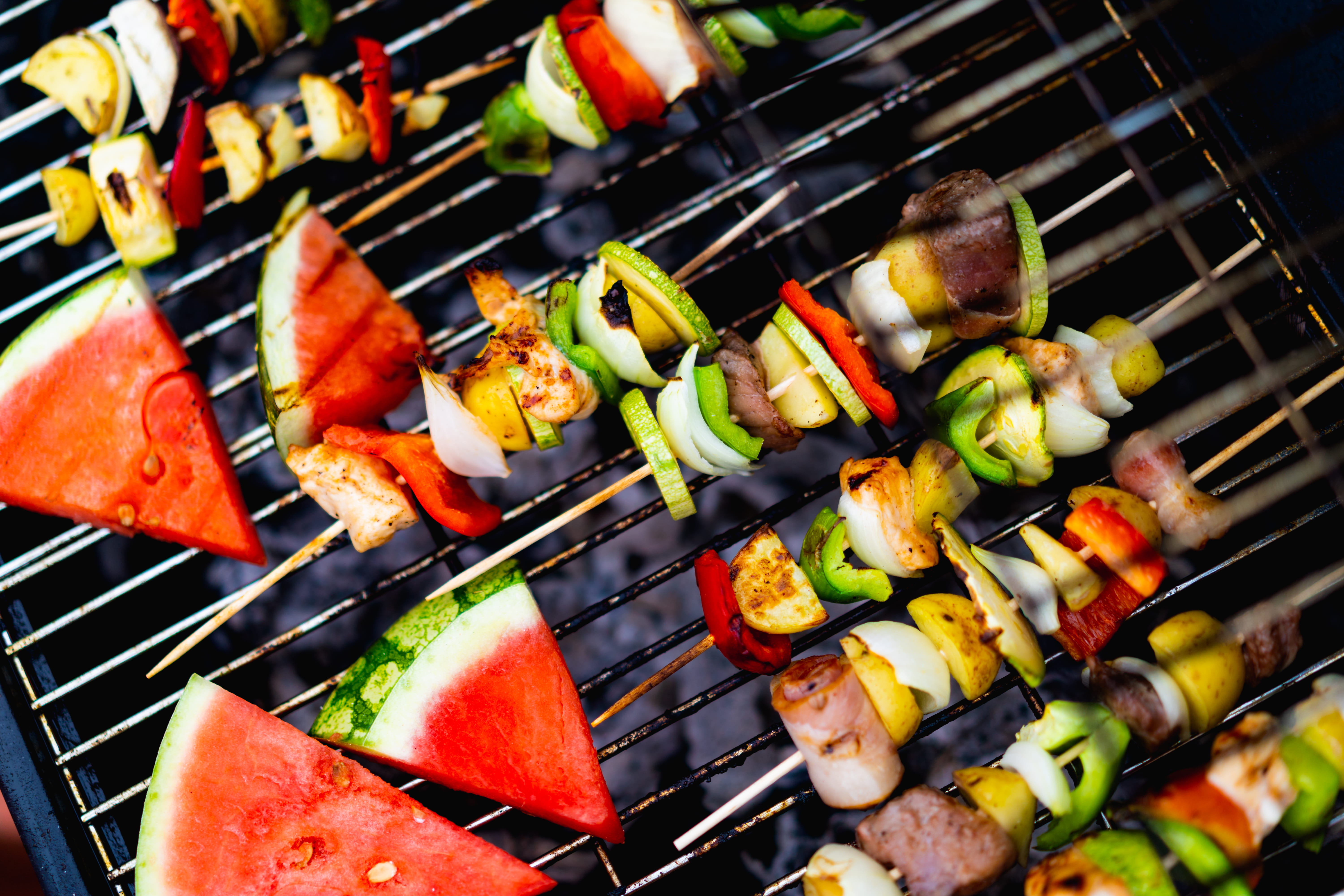 food and drink, asparagus, 5K, dinner, banana, lunch, culinary, pork, pepper, preparation, pineapple, skewer, vegetable, freshness, close-up, hot dog, HD Wallpaper