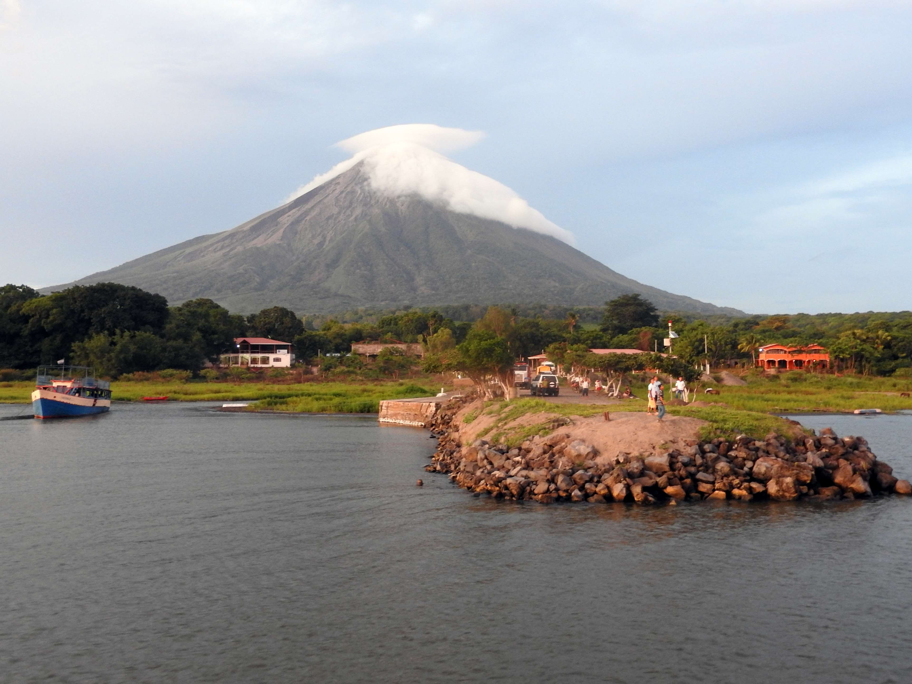 sky, no people, nicaragua, lake, travel destinations, mountain peak, beauty in nature, volcano, idyllic, travel, tranquility, outdoors, 4K, cloud - sky, HD Wallpaper