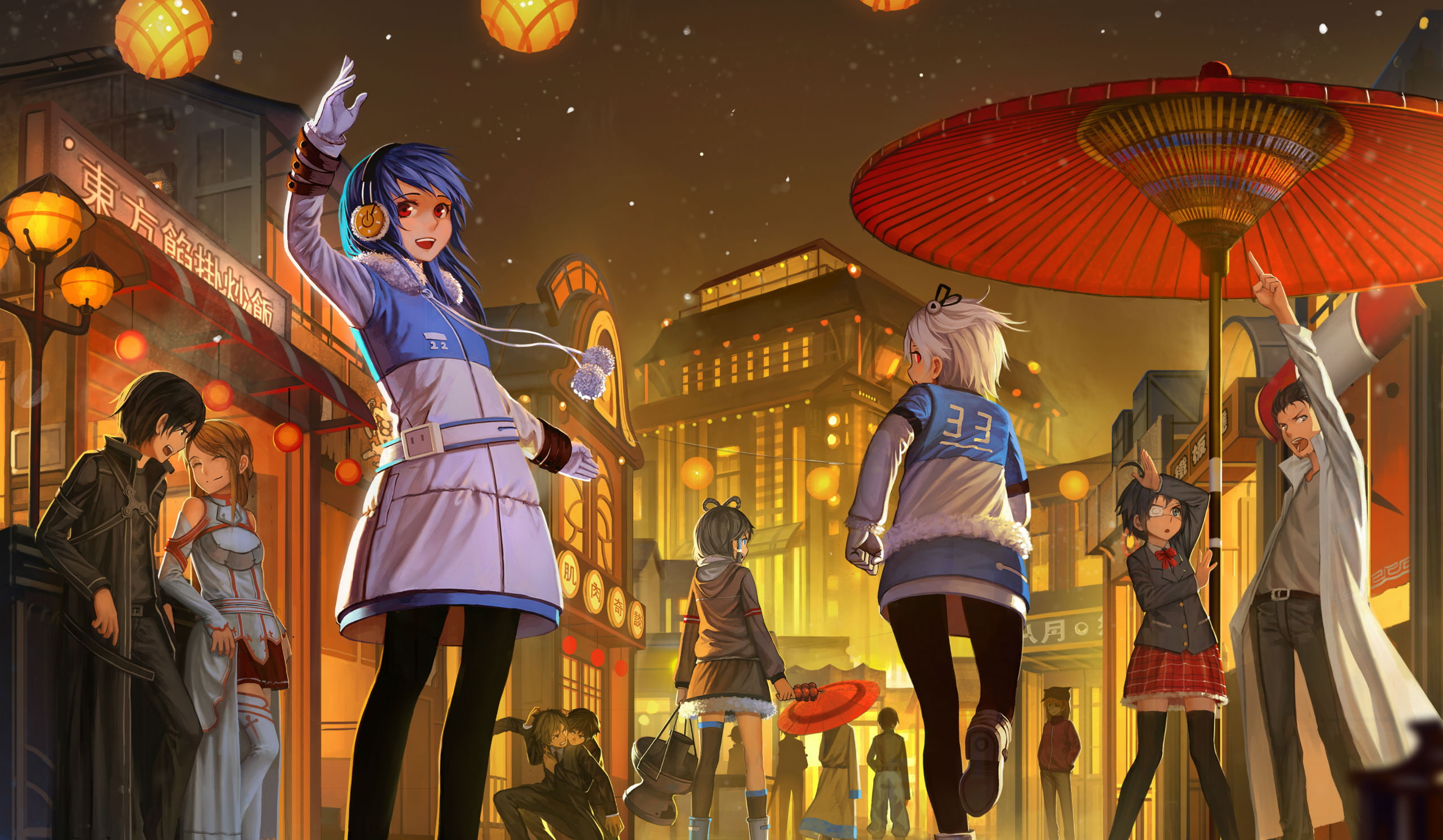 asuna, umbrella, piece, luo, rintarou, steins gate, luffy, monkey, bili, okabe, tianyi, snow, gintama, yuuki, vocaloid, girl, 2K, ying, HD Wallpaper
