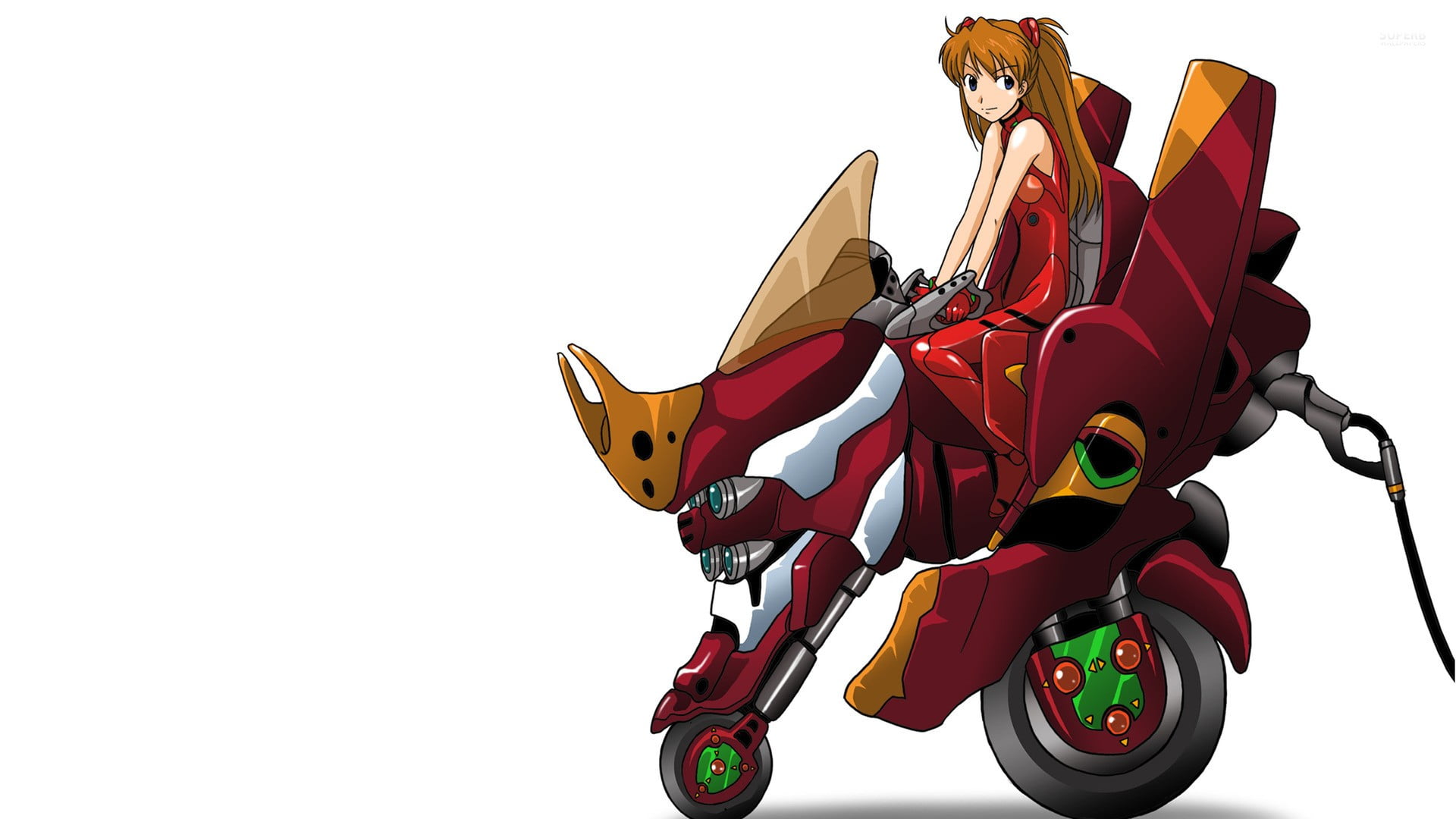 langley, transportation, sky, 1080P, clear sky, toy, still life, nature, simple background, asuka, crash helmet, helmet, motorcycle, anime, HD Wallpaper