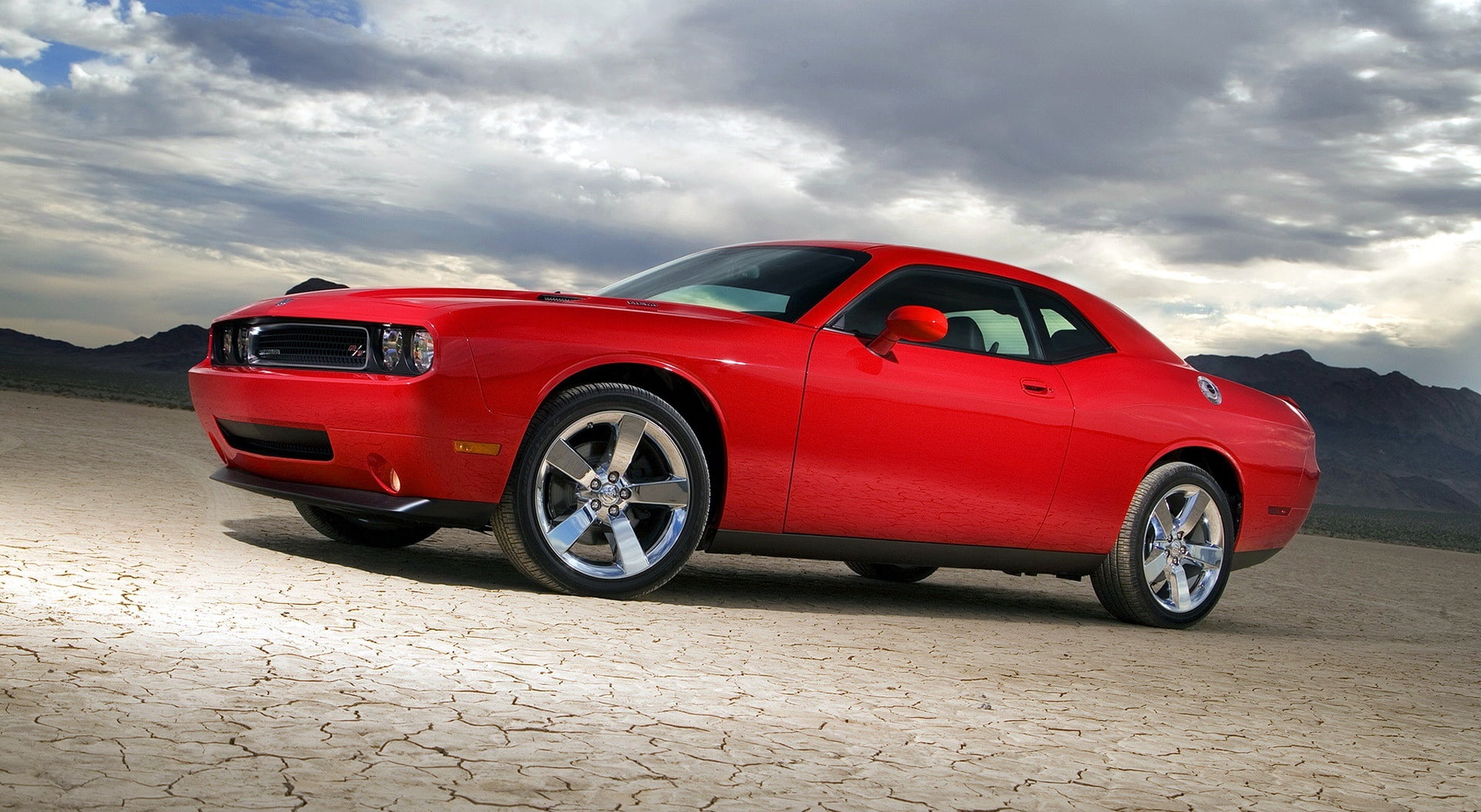 red, transportation, cloud - sky, Cars, nature, motor vehicle, mode of transportation, no people, coupe, outdoors, misfortune, 1080P, rt, city, Challenger, HD Wallpaper