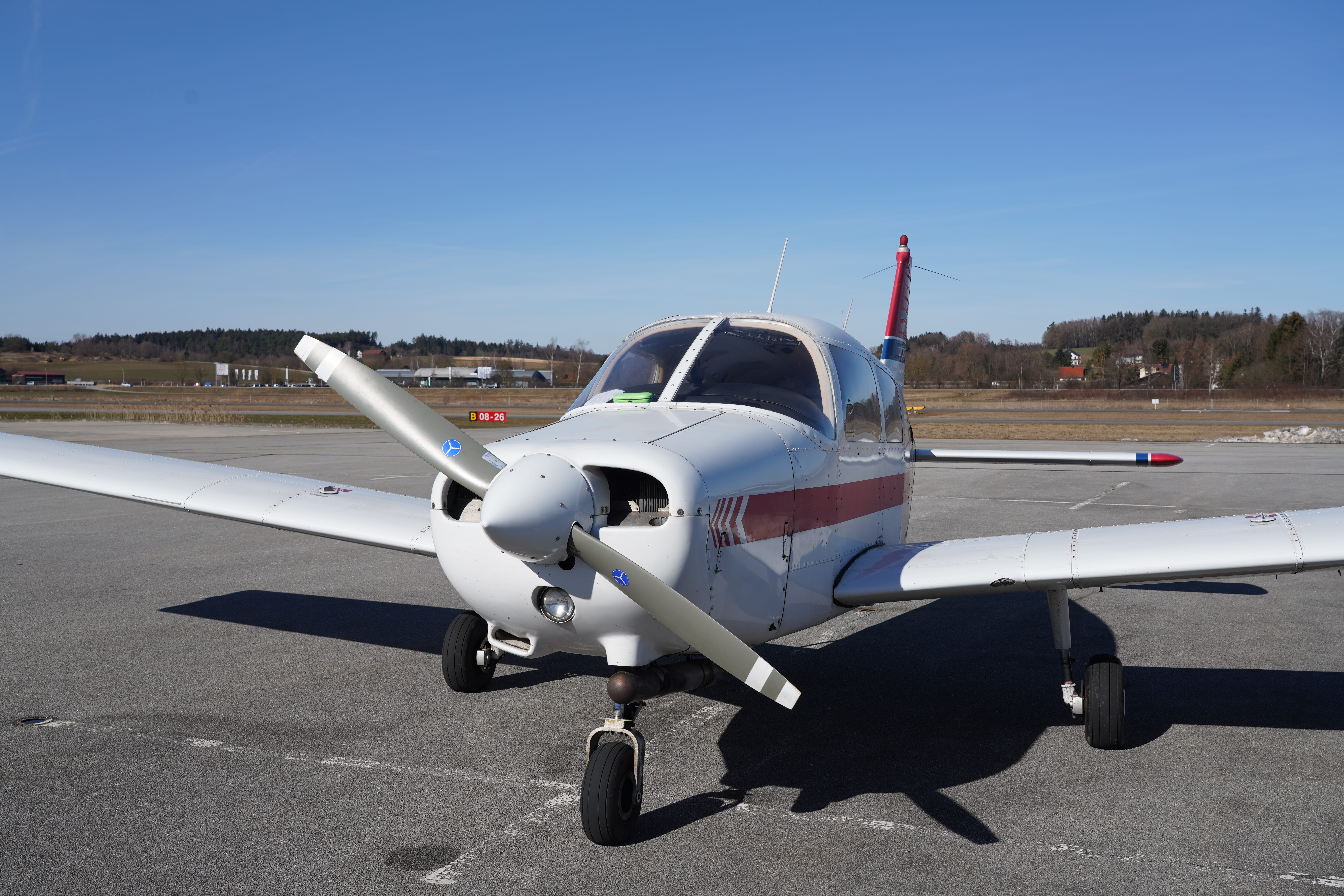 air vehicle, sky, day, mode of transportation, blue, aerospace industry, piper pa 28 cadet, airplane, clear sky, no people, blue sky, transportation, airport runway, HD Wallpaper