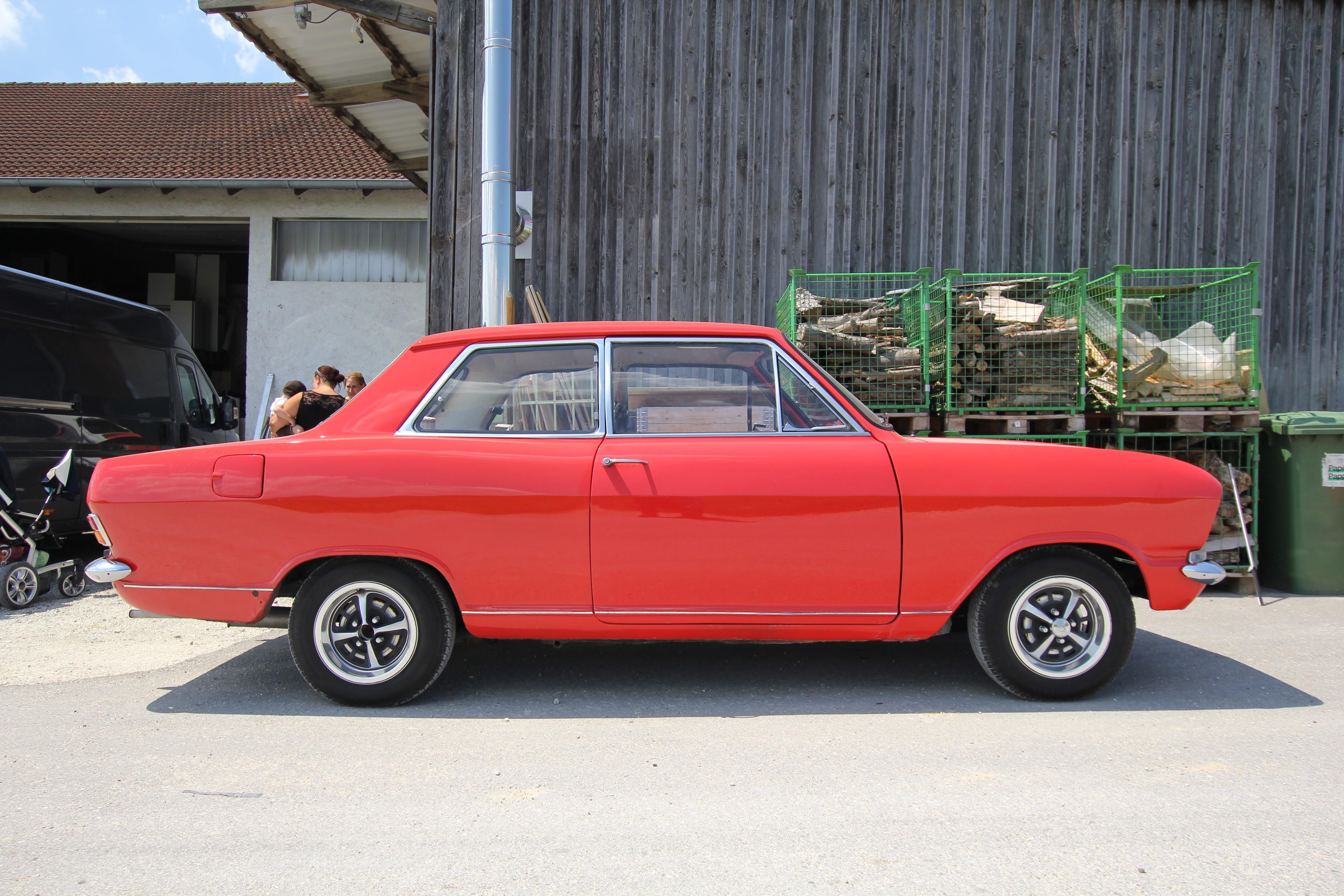 red, city, automotive, 5K, building, road, old car, land vehicle, pkw, day, no people, past, collectors item, building exterior, opel, nostalgic, car, HD Wallpaper