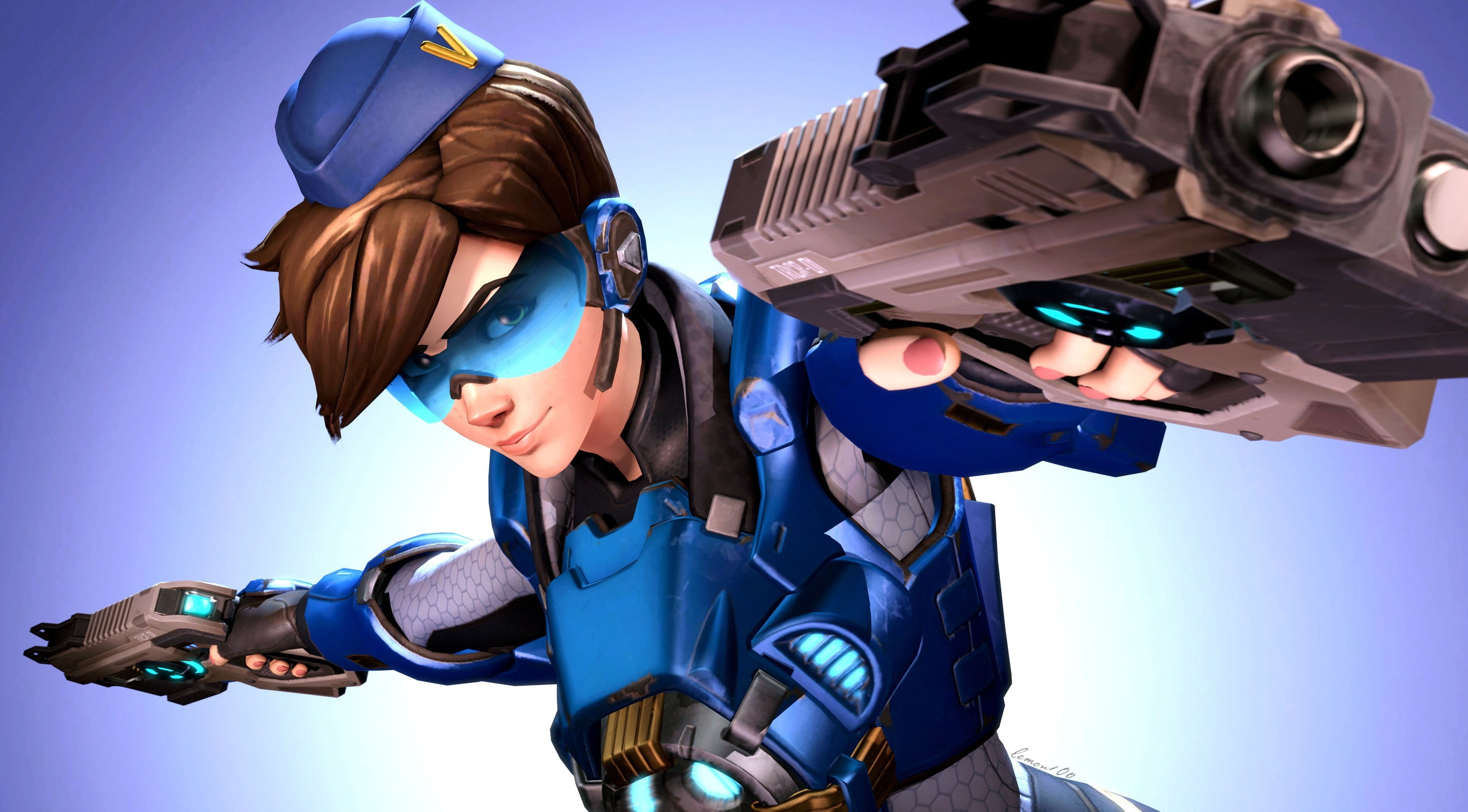Overwatch, illustration, tracker, 4K, Cadet Oxton, 4K, Tracer, HD Wallpaper