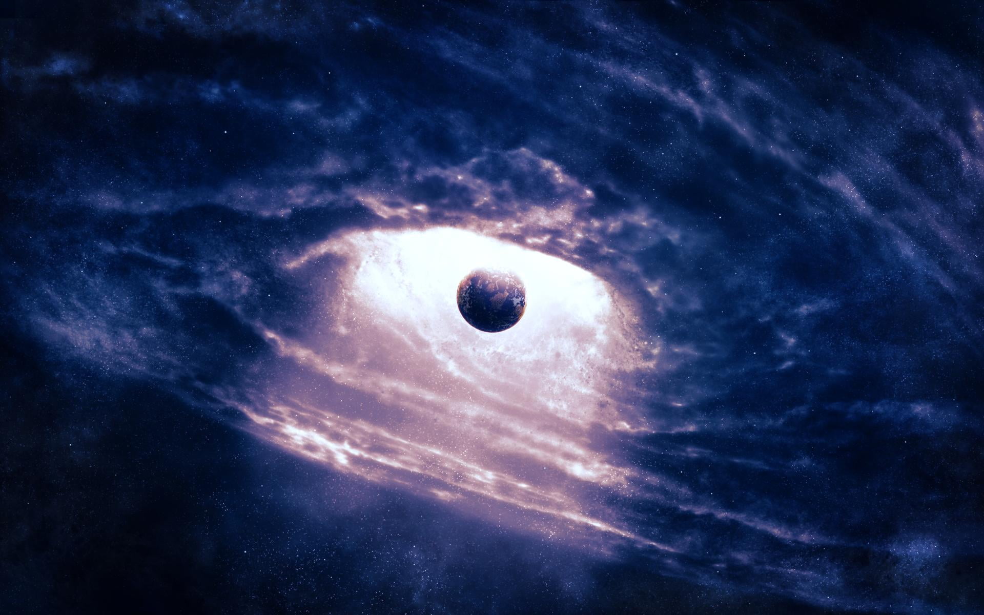 blue, plants, mystery, sea, space exploration, no people, scenics - nature, outdoors, 3D, night, nature, astronomy, beauty in nature, blackhole, eclipse, HD Wallpaper