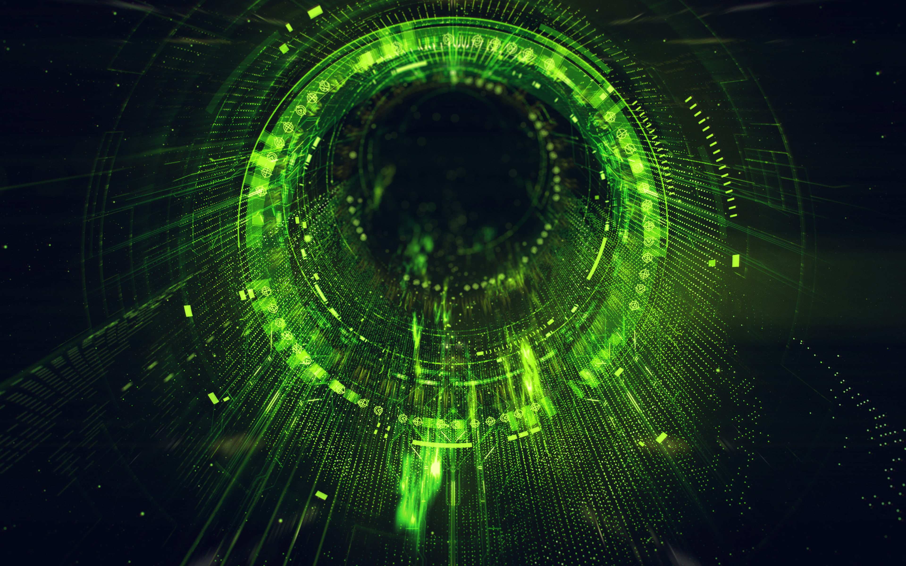 illustration, circle, digital, 4K, green, art, blackhole, HD Wallpaper