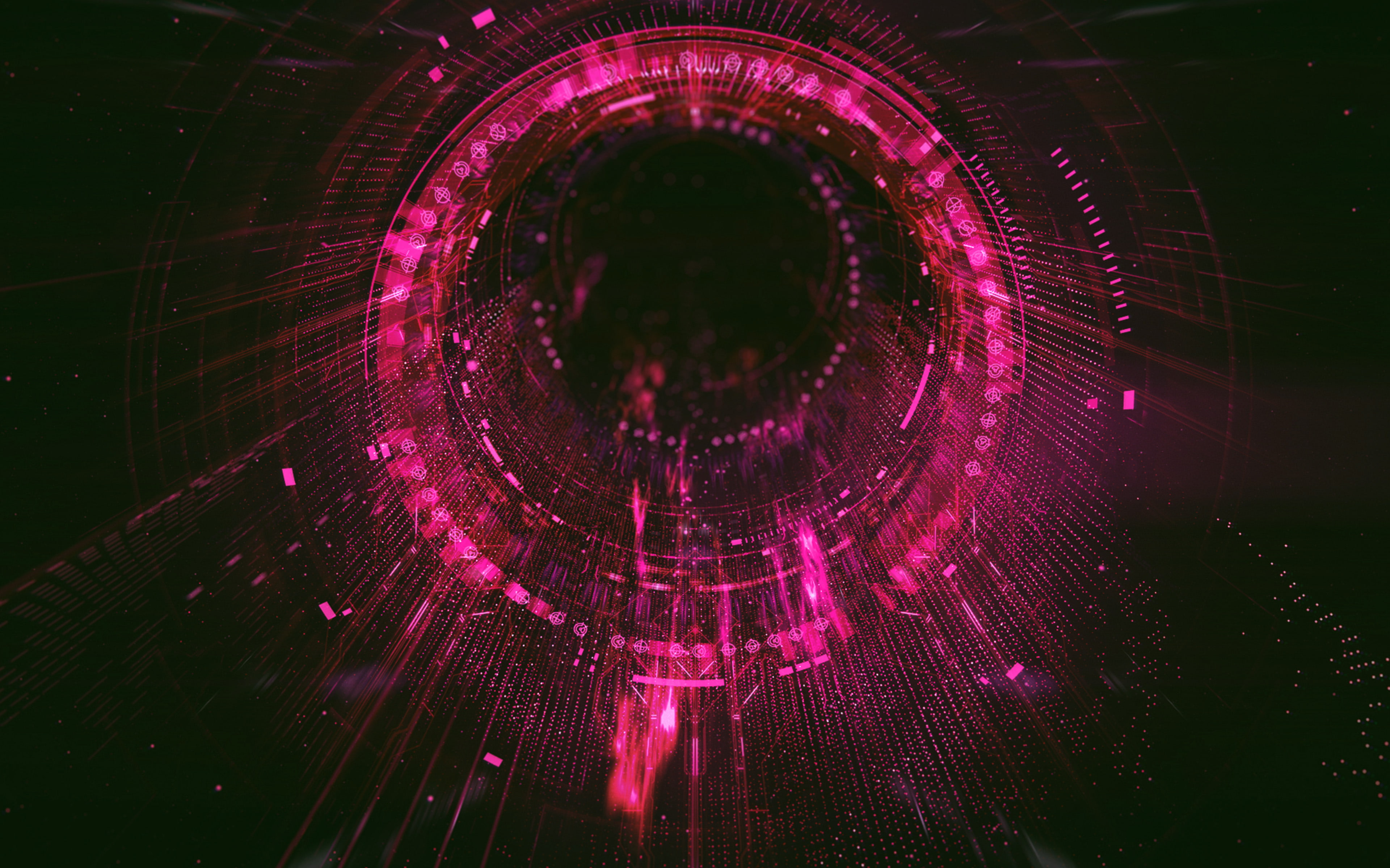 circle, red, blackhole, art, illustration, 4K, digital, HD Wallpaper