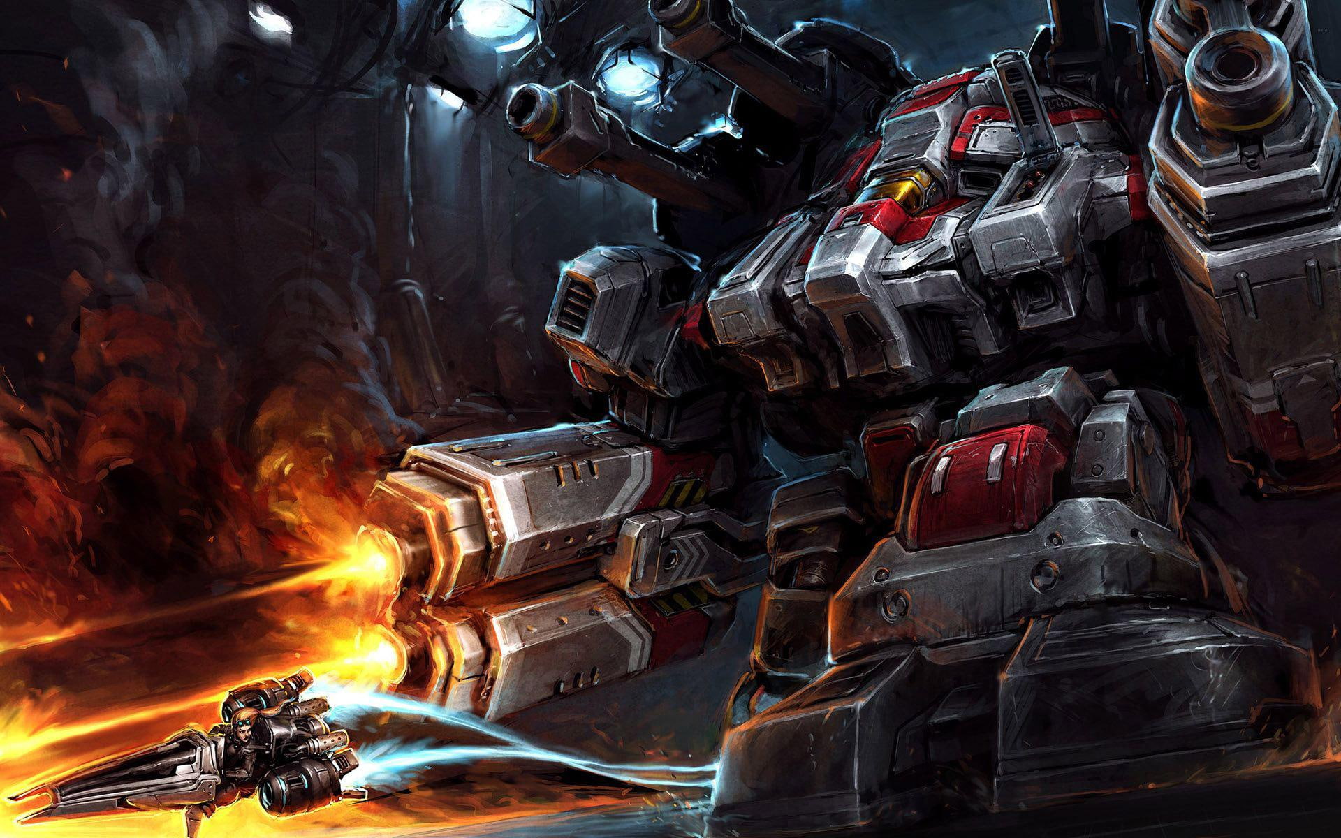 laser, starcraft, gun, robot, ii, 1080P, thor, games, red, gray, 1920x1200, starcraft ii, HD Wallpaper