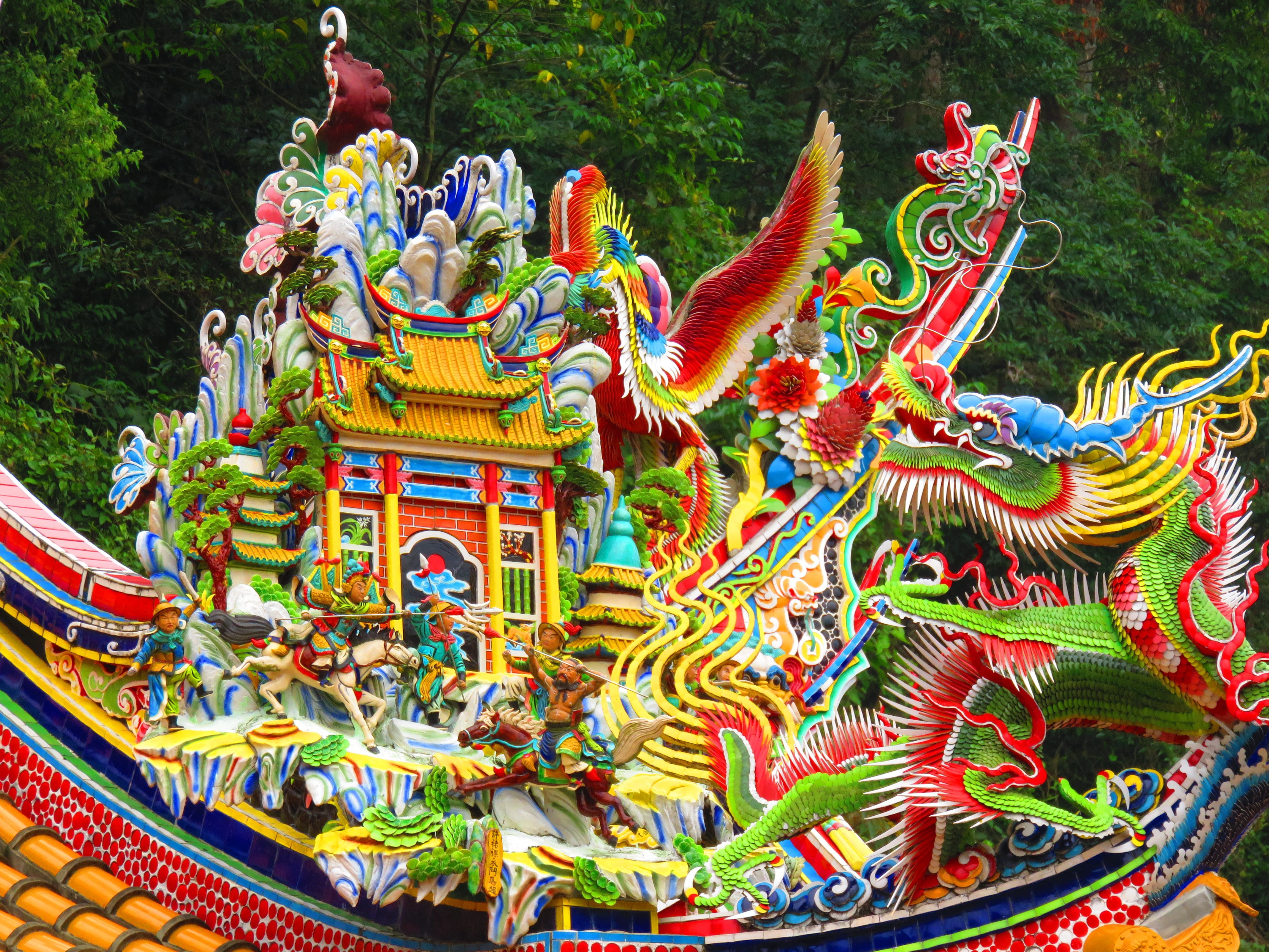 palace, no people, belief, art and craft, spirituality, day, architecture, nature, statue, creativity, animal representation, dragon, 4K, place of worship, HD Wallpaper