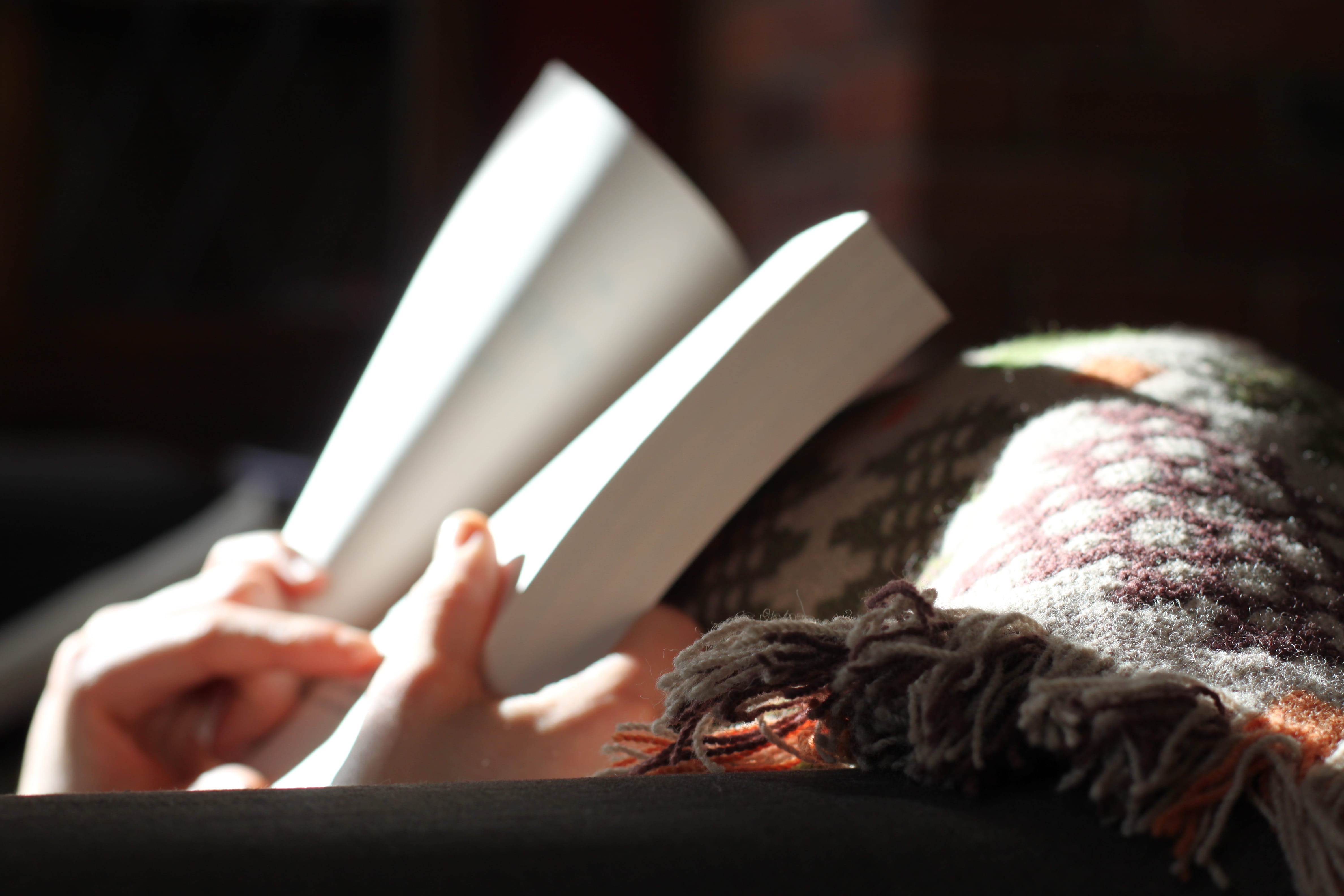 person, read, natural light, caucasian Ethnicity, near, one Person, females, reading, couch, relax, red, textile, knitting, home Interior, blanket, throw, HD Wallpaper