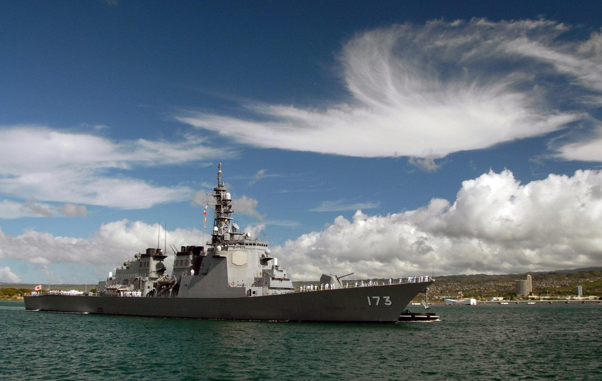 waterfront, day, nature, water, nautical vessel, sky, Destroyer, travel, architecture, shipping, no people, navy, mode of transportation, ship, aggression, HD Wallpaper