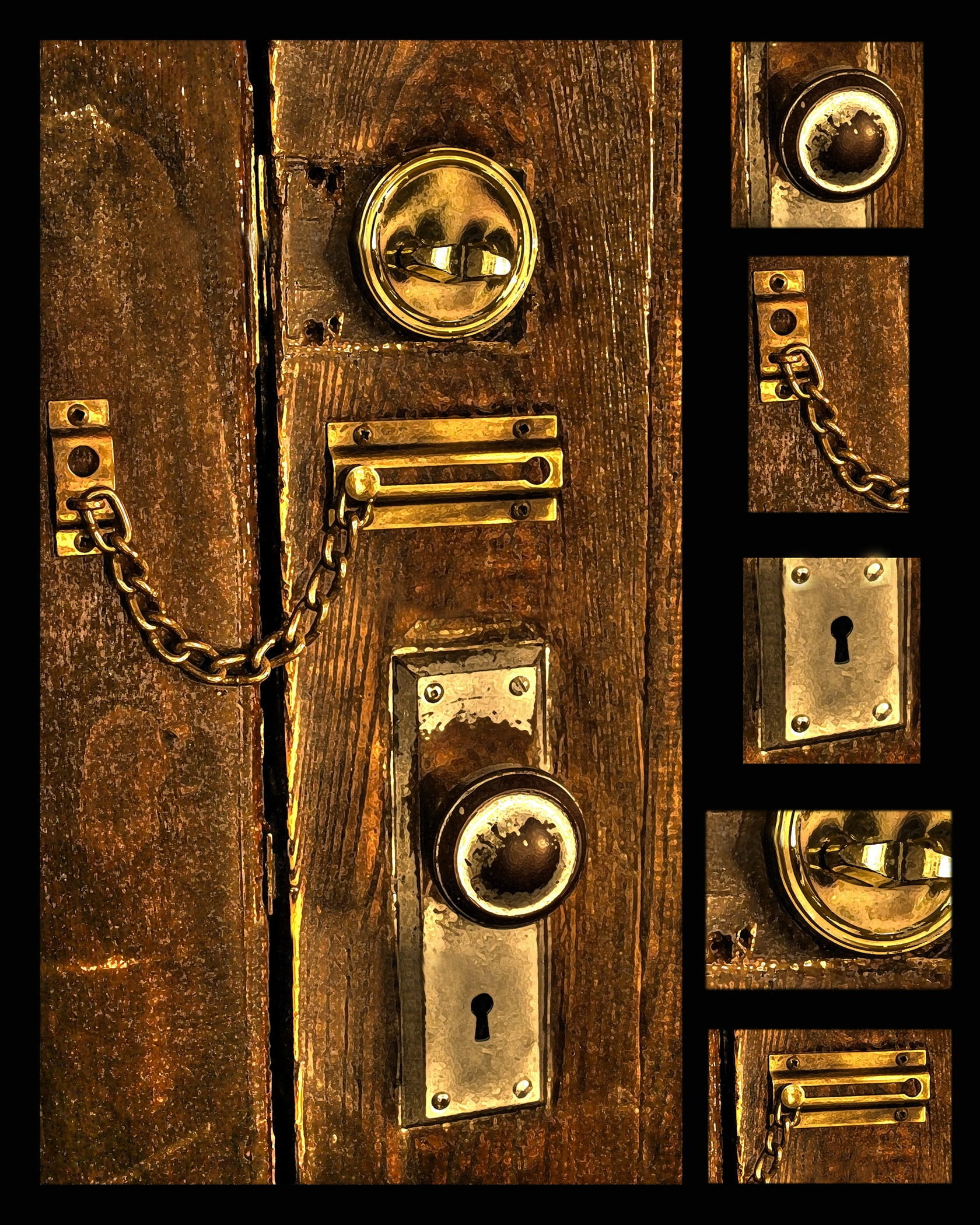 antique, 1080P, key, gold, old, wood - material, old-fashioned, full frame, entrance, brown, metal, chain, doorknob, door, close-up, house, wood, wooden, Phone HD Wallpaper