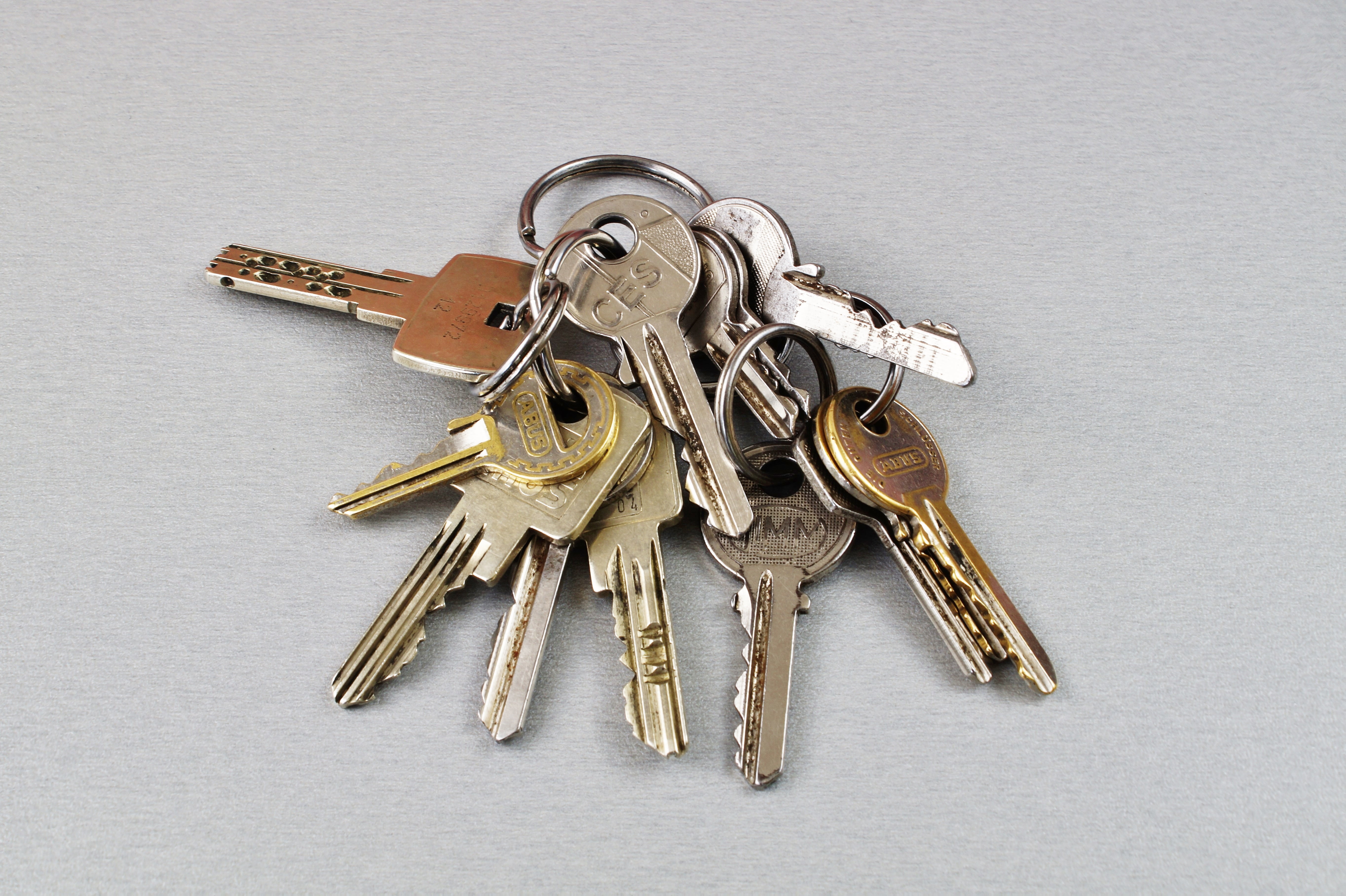 weapon, key, no people, metal, large group of objects, keys, house keys, gray, close up, safety, key ring, day, lock, protection, indoors, wood - material, HD Wallpaper