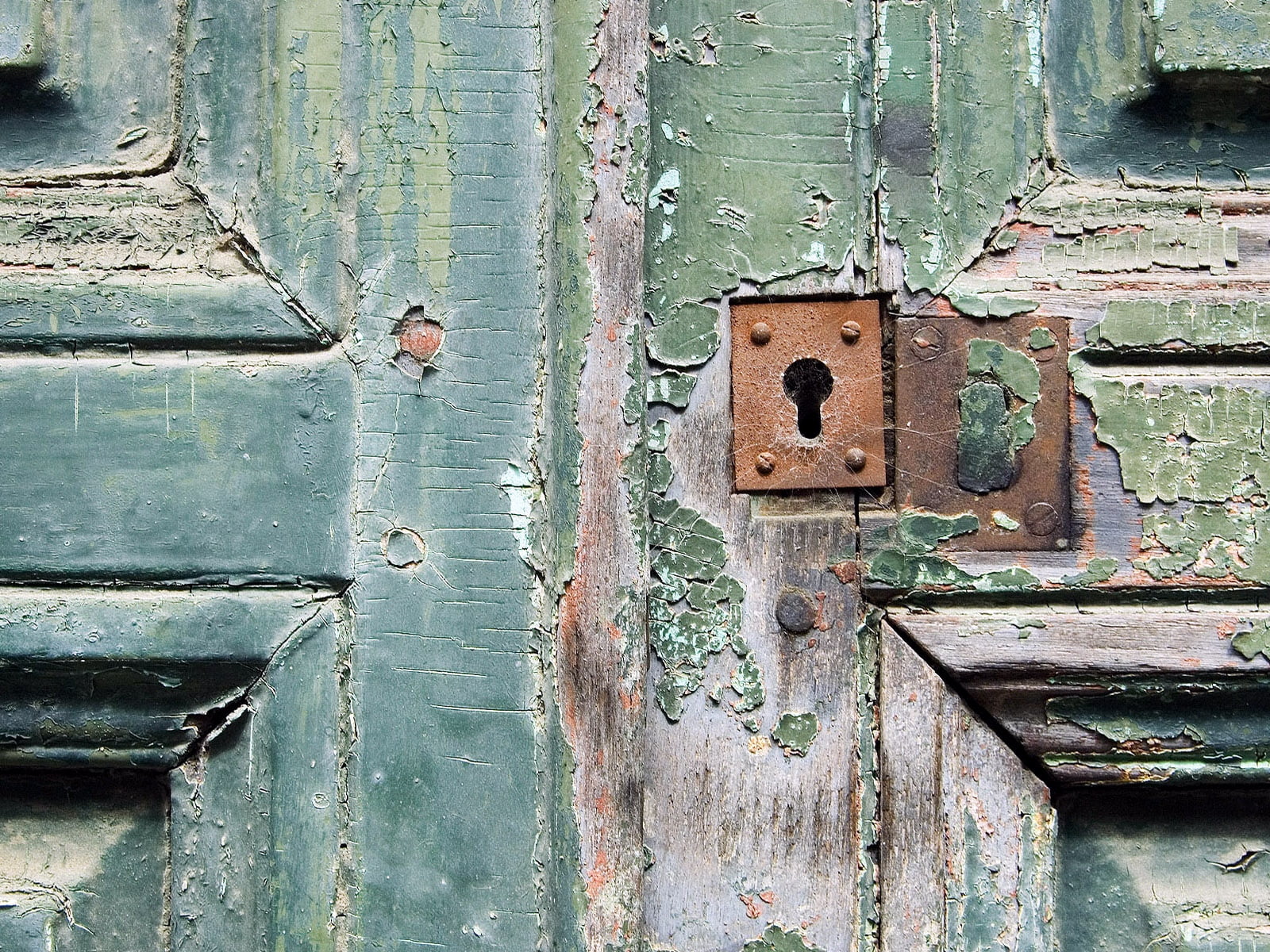 green, wooden, door, textured, wood - Material, backgrounds, deterioration, dirty, close-up, old, run-down, closed, architecture, 720P, no People, rust, HD Wallpaper