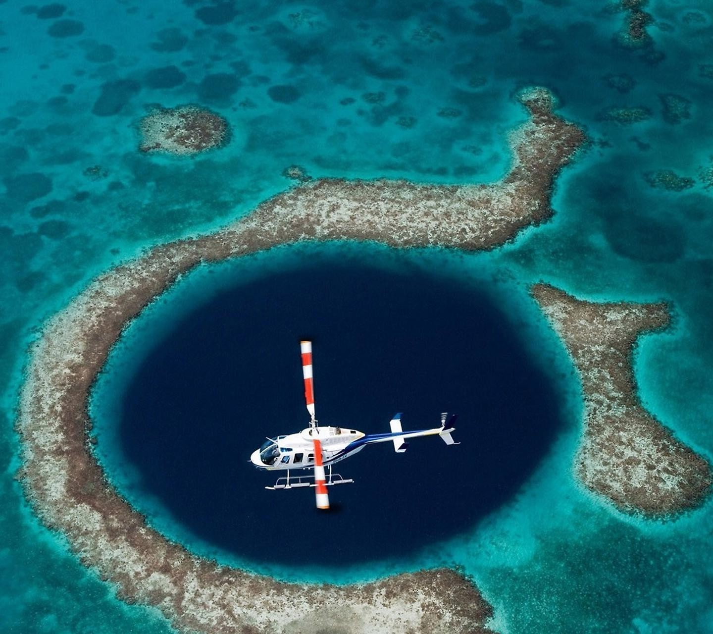 nature, helicopters, 720P, sea, Great Blue Hole, HD Wallpaper