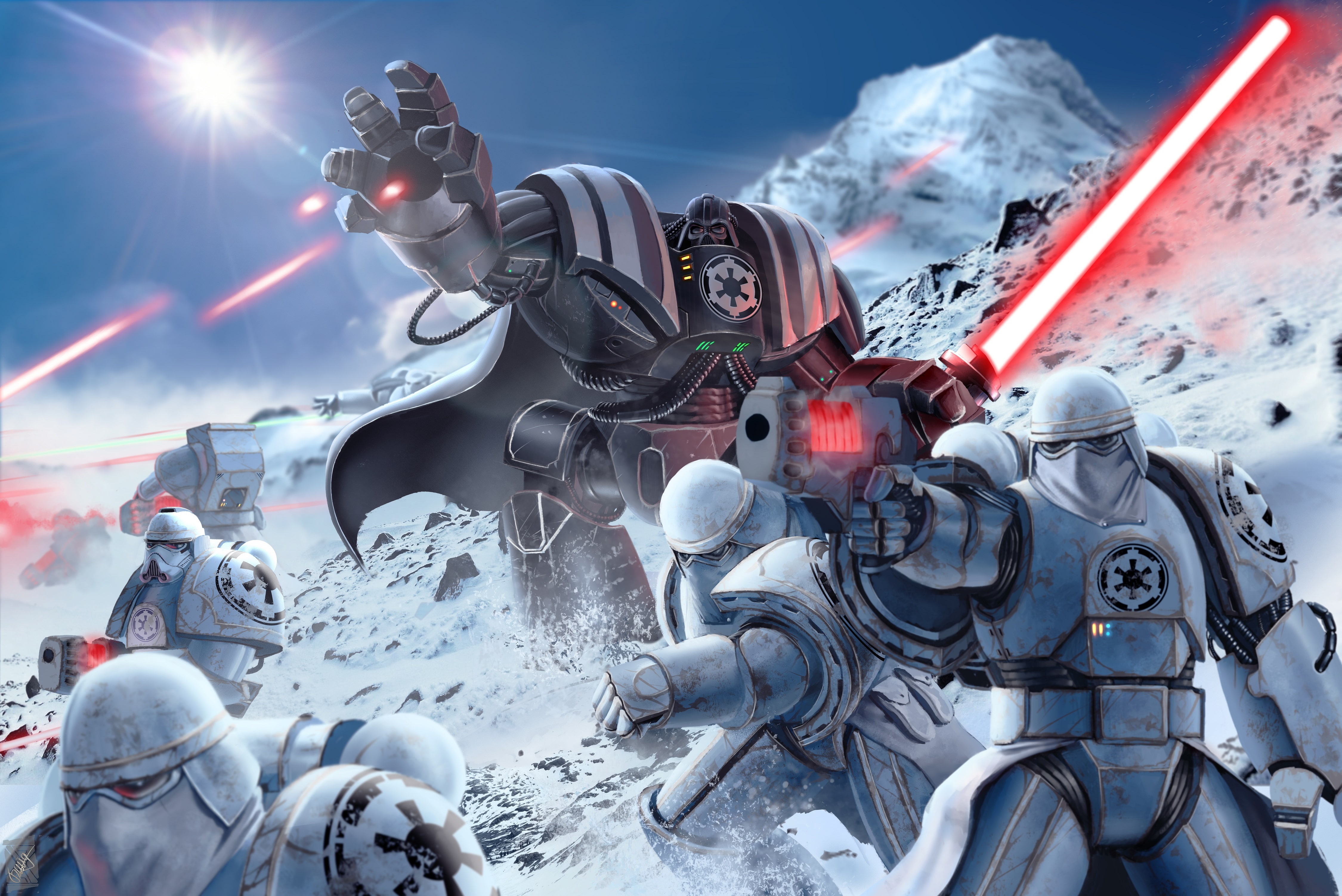 4K, lightsaber, darth vader, sith, stormtrooper, armor, art, star wars, HD Wallpaper