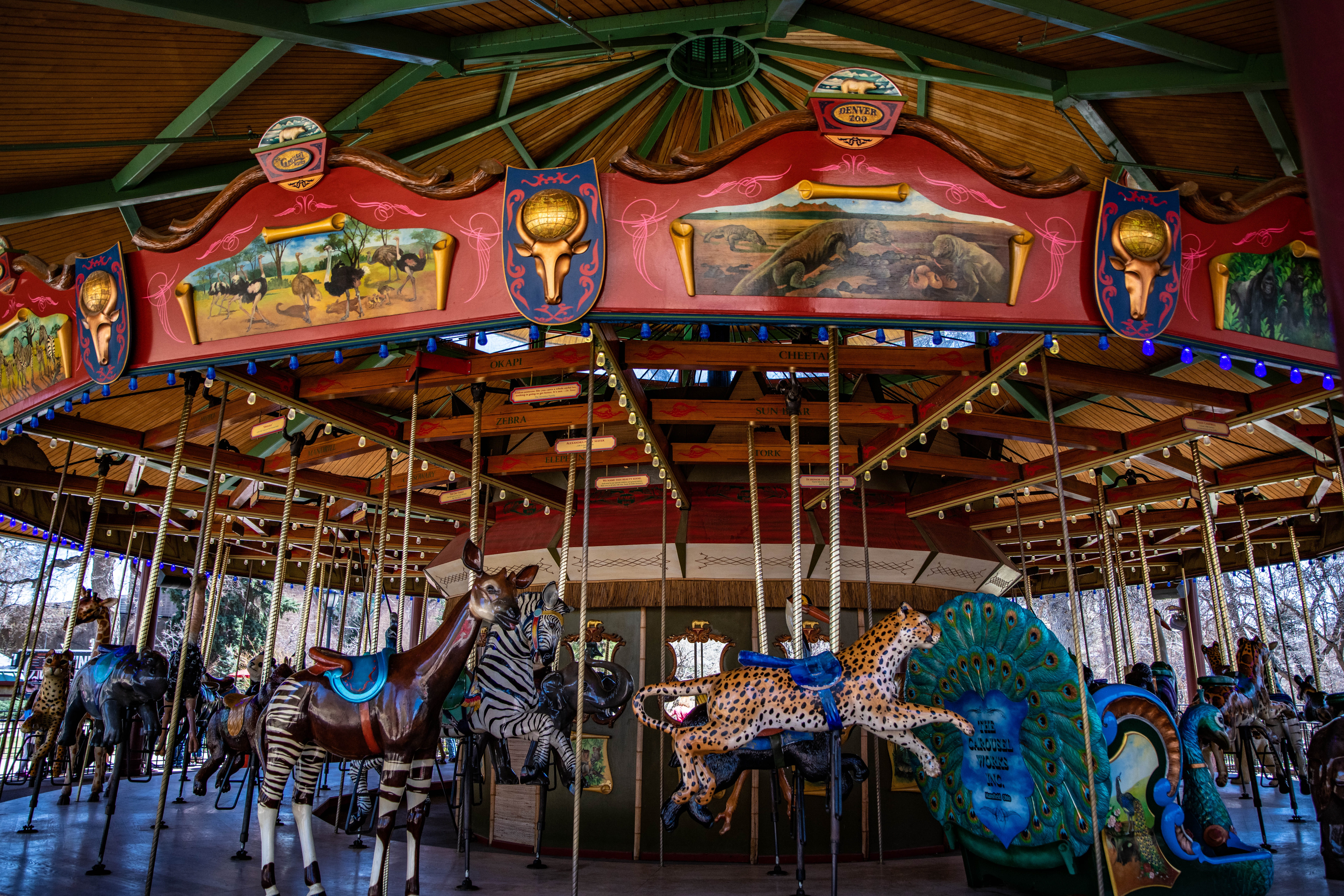 illuminated, art, carnival, ceiling, representation, lighting equipment, person, arts culture and entertainment, carousel, lighting, reptile, apparel, adventure, HD Wallpaper