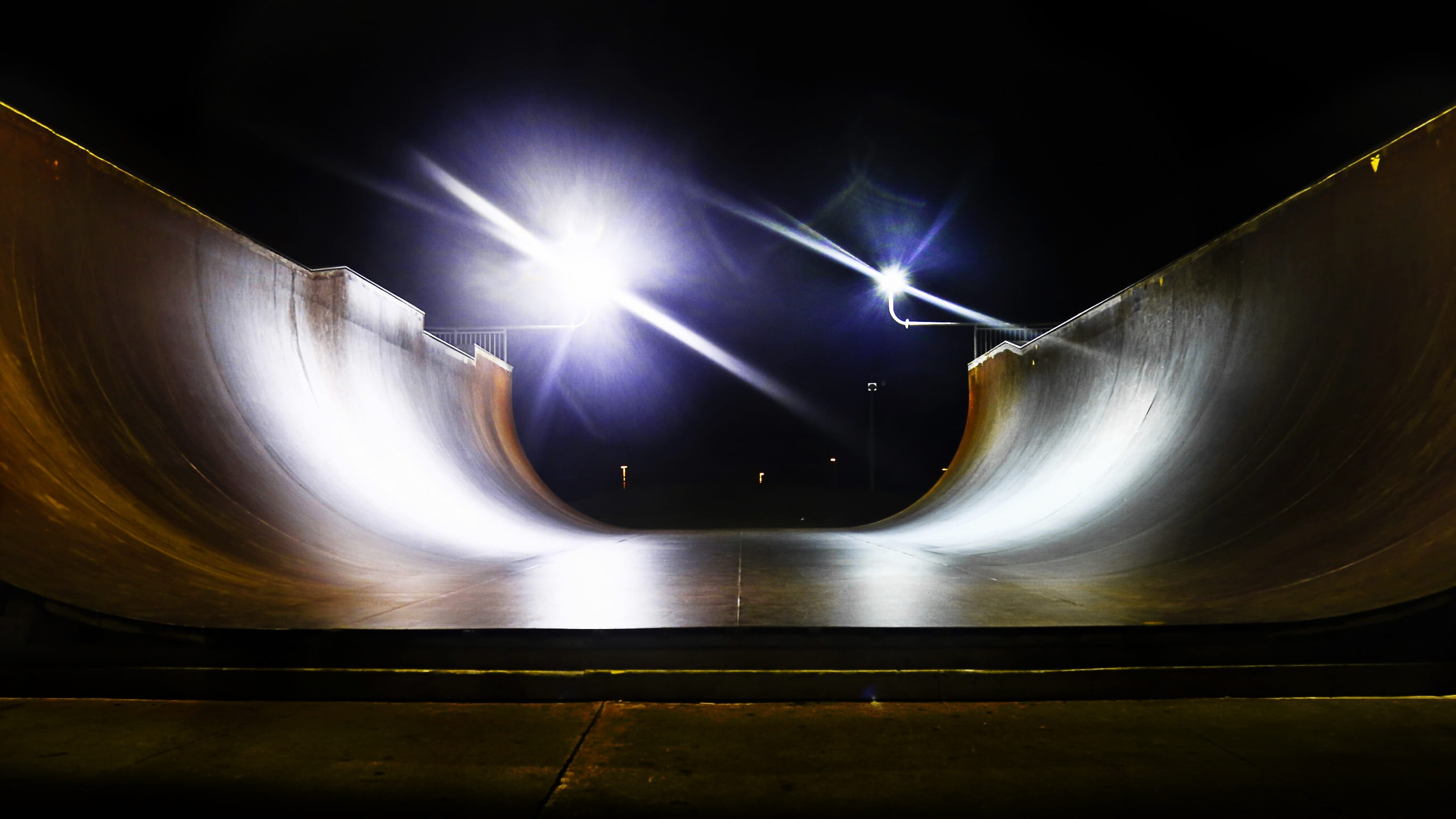 sports, city, halfpipe, recreation, speed, blurred motion, outdoors, lens flare, white, night, skating, structure, illuminated, lighting equipment, urban, HD Wallpaper