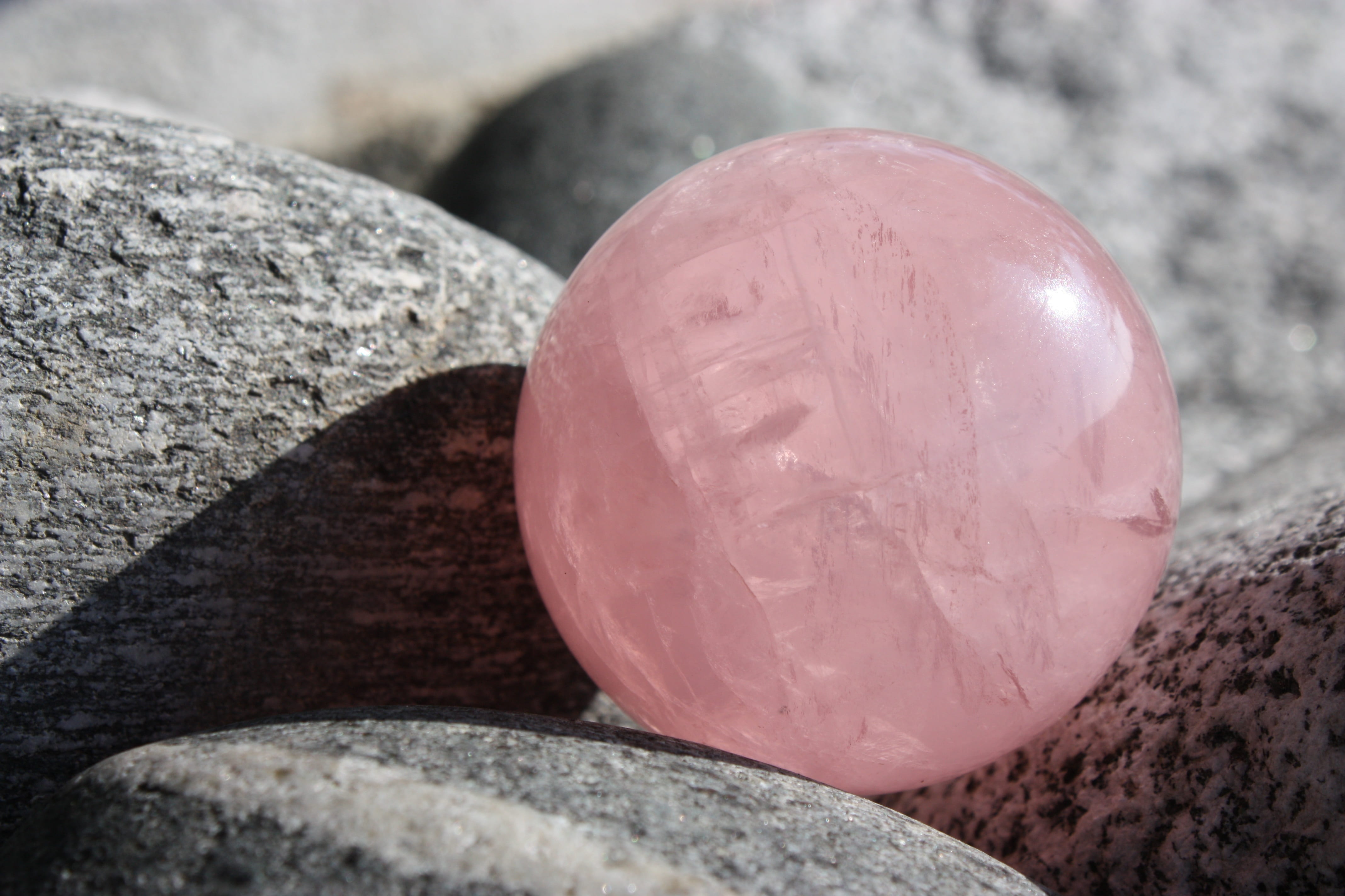 ball, semi-precious gem, day, nature, backgrounds, decoration, quartz, solid, rocks, stone, pink, gray, stone - object, textured, rose quartz, still life, HD Wallpaper