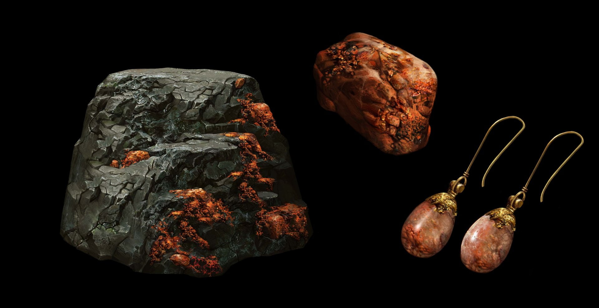 nature, freshness, black background, still life, rocks, brown, jewels, Betty Jiang, geology, fruit, rock - object, indoors, vegetable, wellbeing, cut out, HD Wallpaper