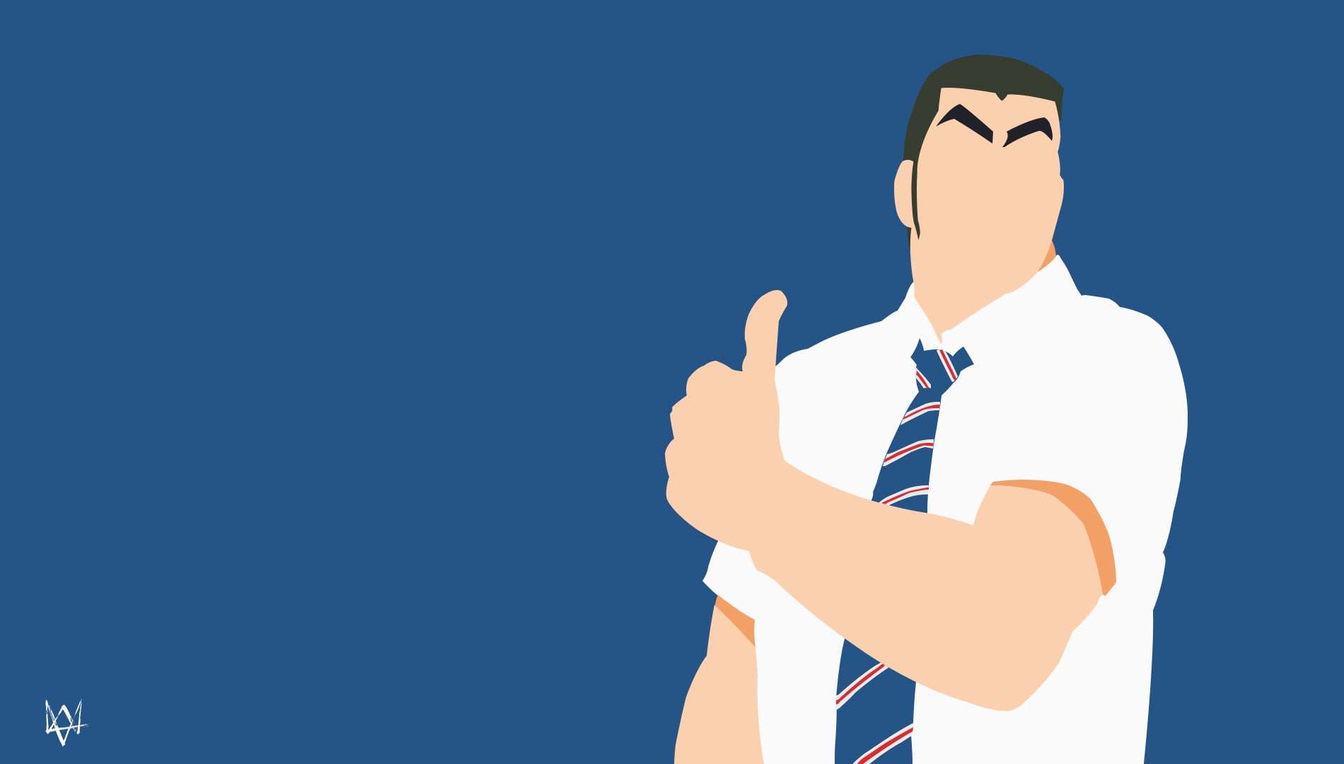 Gouda Takeo, 720P, waist up, business person, businessman, males, studio shot, side view, standing, men, business, blue background, human body part, one person, HD Wallpaper