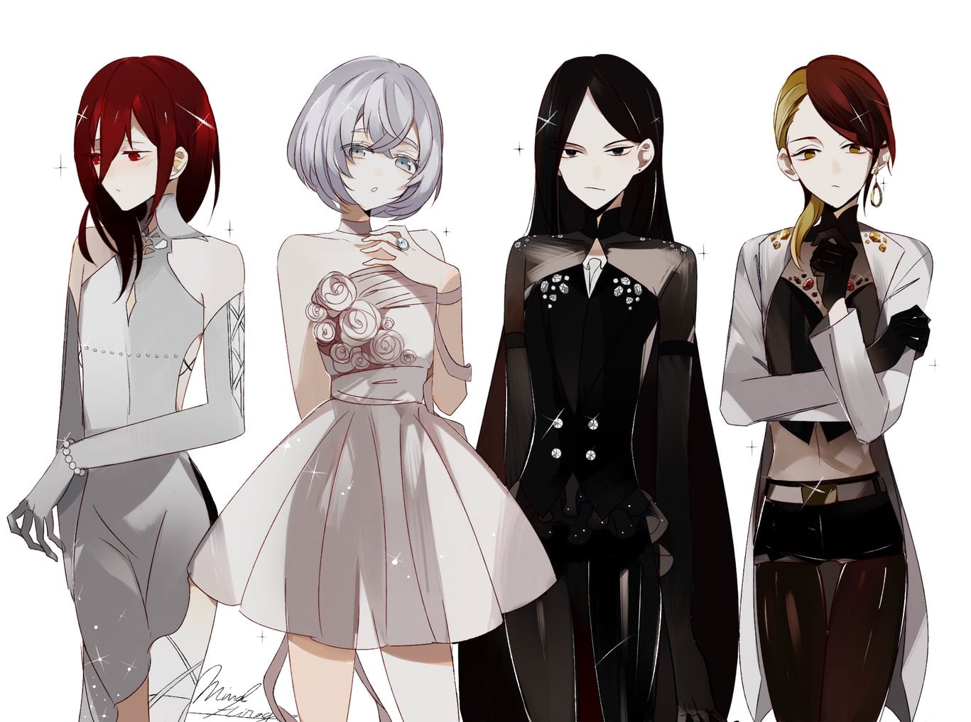 Houseki no kuni, transparent, digital composite, standing, white background, dress, Bort (Houseki no Kuni), lifestyles, portrait, people, front view, adult, HD Wallpaper