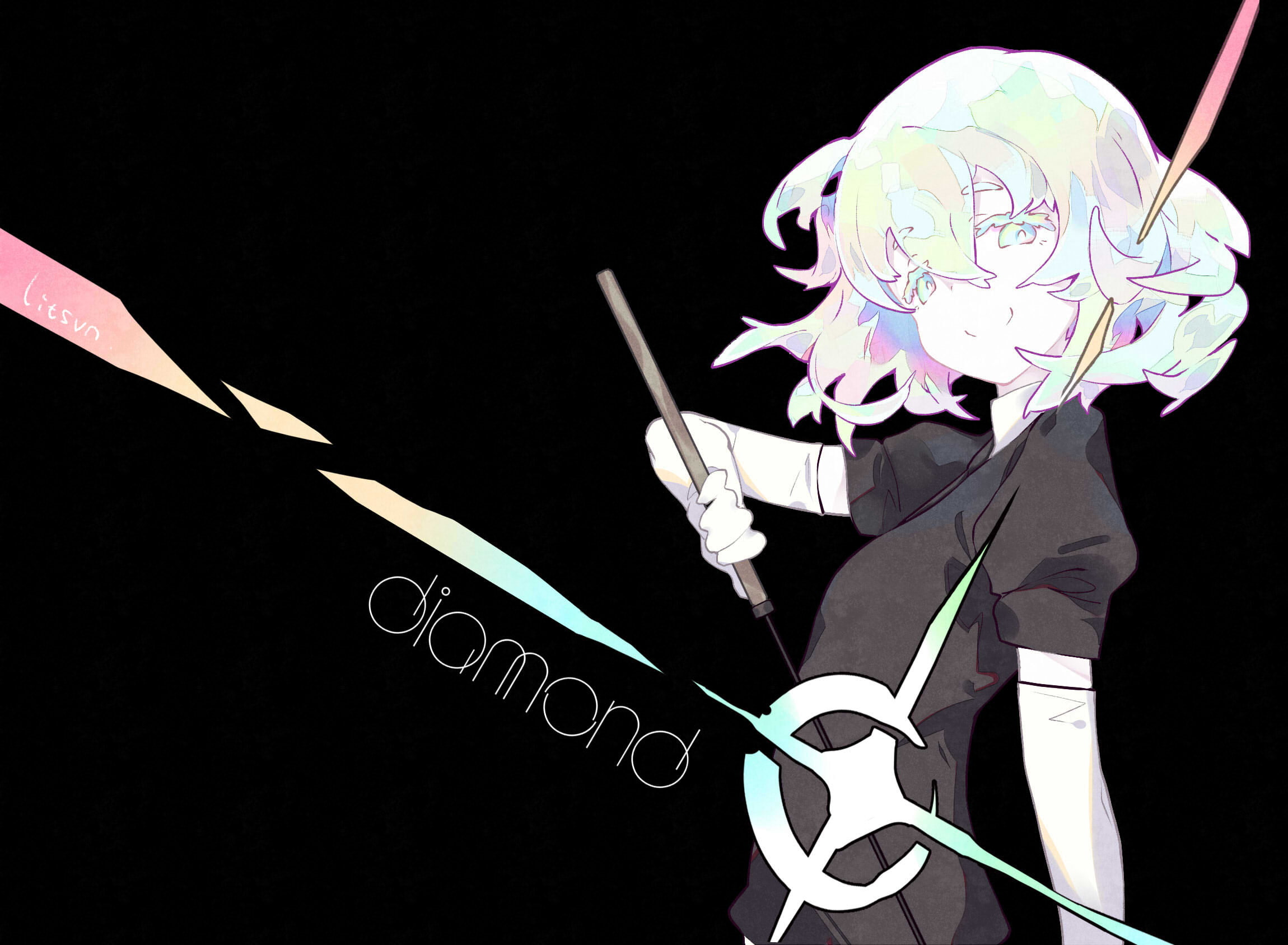 creativity, adult, one person, indoors, black background, mask, night, unrecognizable person, 1080P, men, front view, Diamond (Houseki no Kuni), jewels, HD Wallpaper
