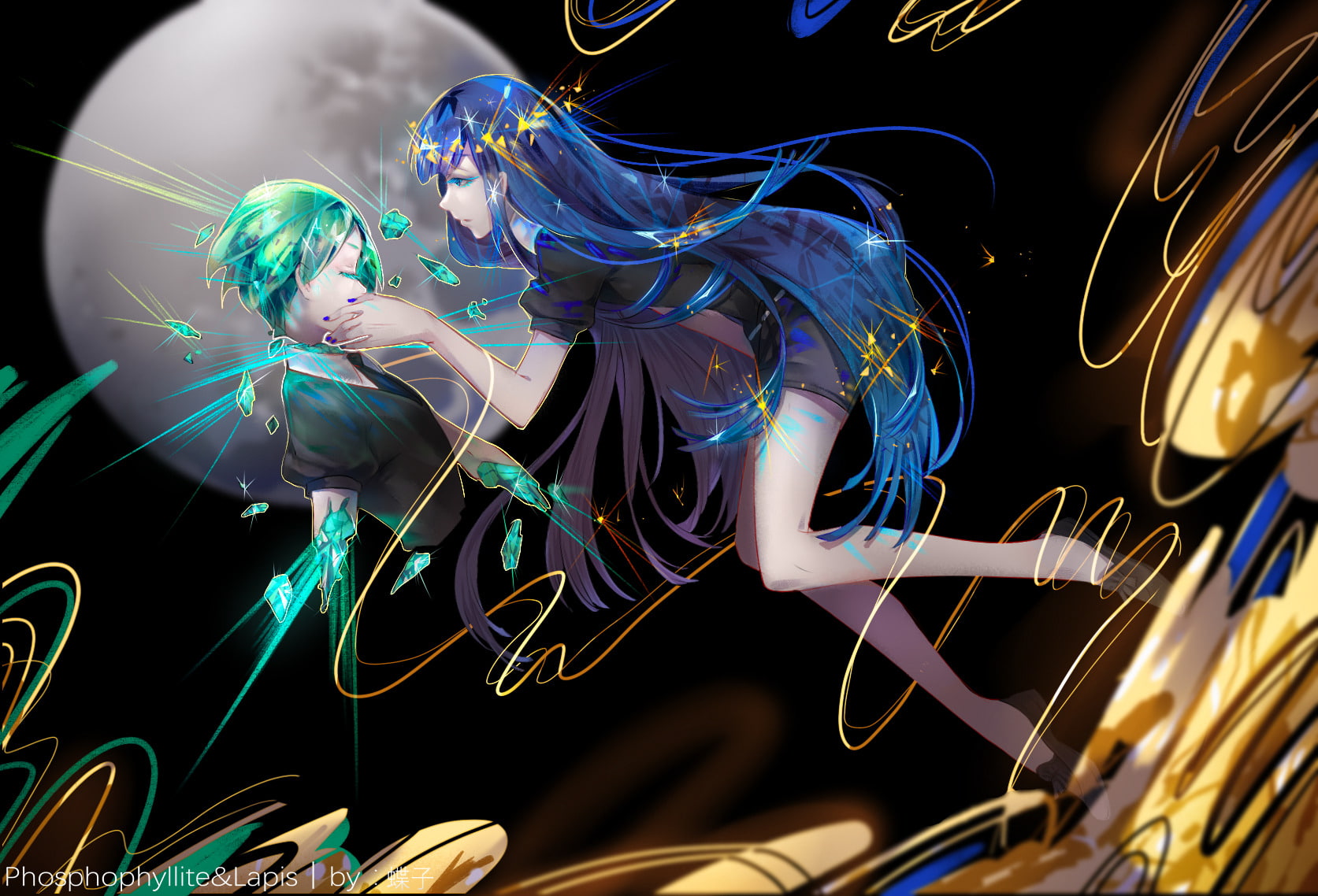 720P, Phosphophyllite (Houseki no Kuni), Anime, Lapis Lazuli (Houseki no Kuni), Houseki no Kuni, HD Wallpaper