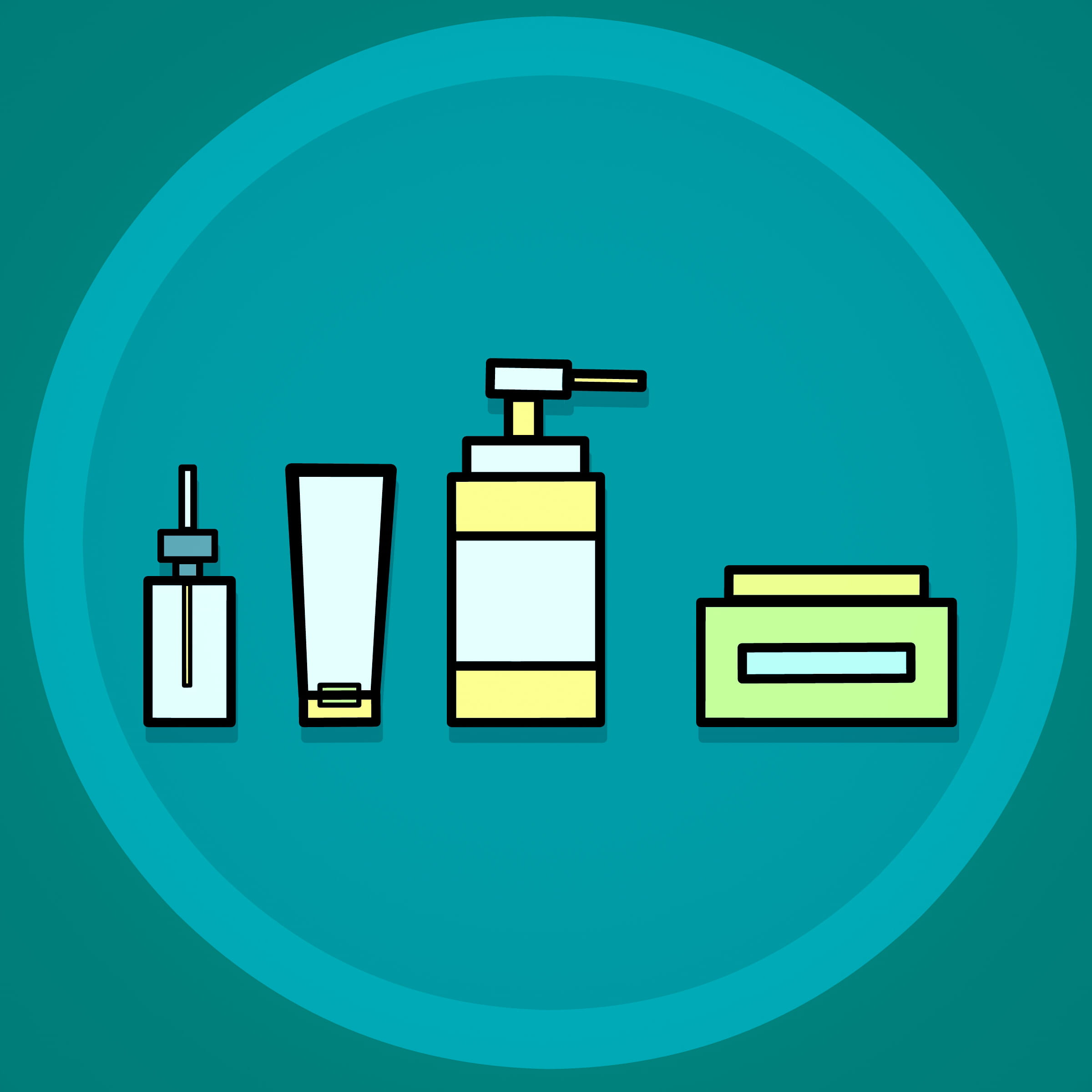 illuminated, surface, product, perfume, moisturizer, makeup, spa, turquoise colored, container, technology, clean, 1080P, green color, geometric shape, Phone HD Wallpaper