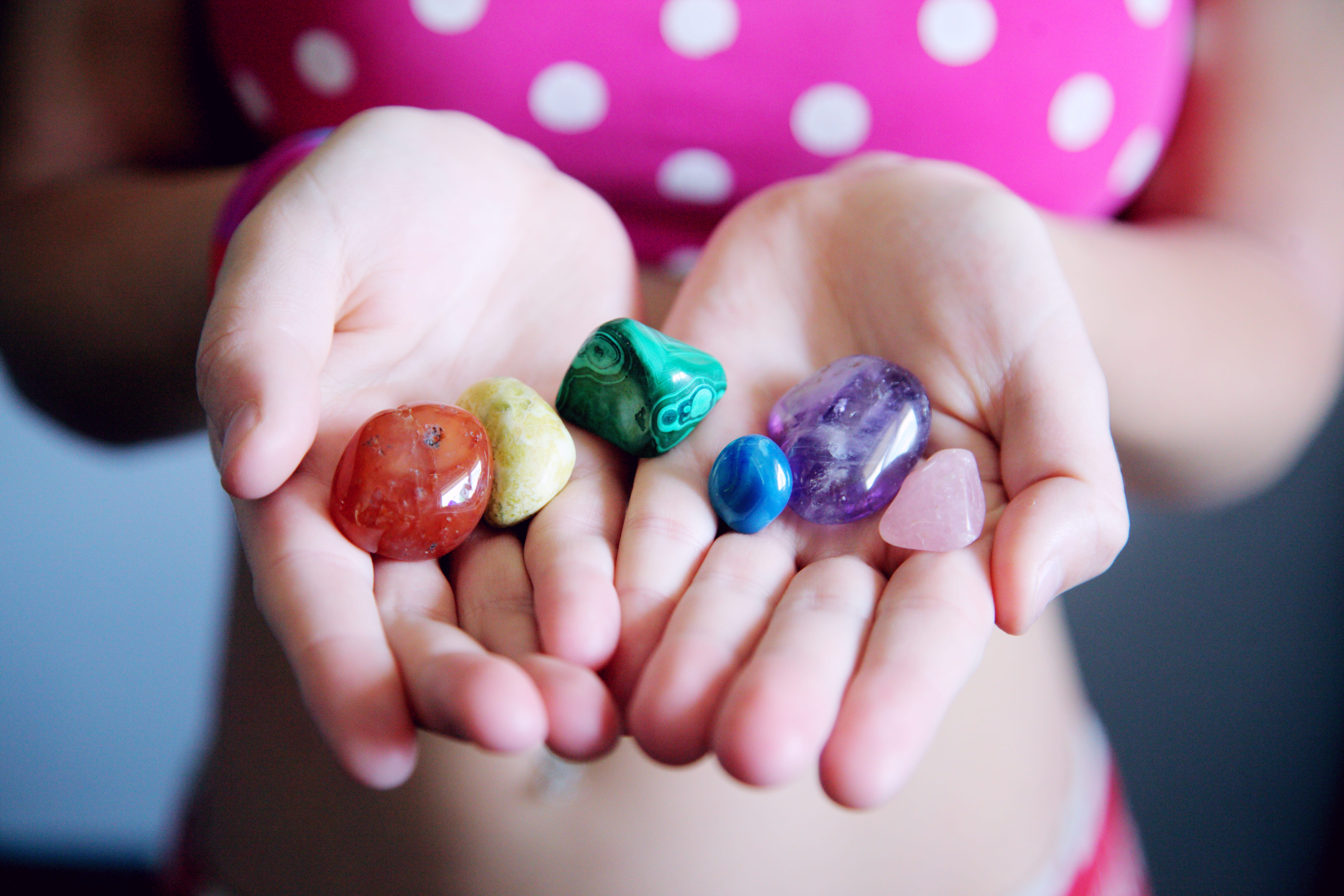 young woman, woman, bright, hand, polka dots, colorful, multicolor, choice, focus on foreground, background, one person, hands, 5K, amethyst, selective focus, HD Wallpaper