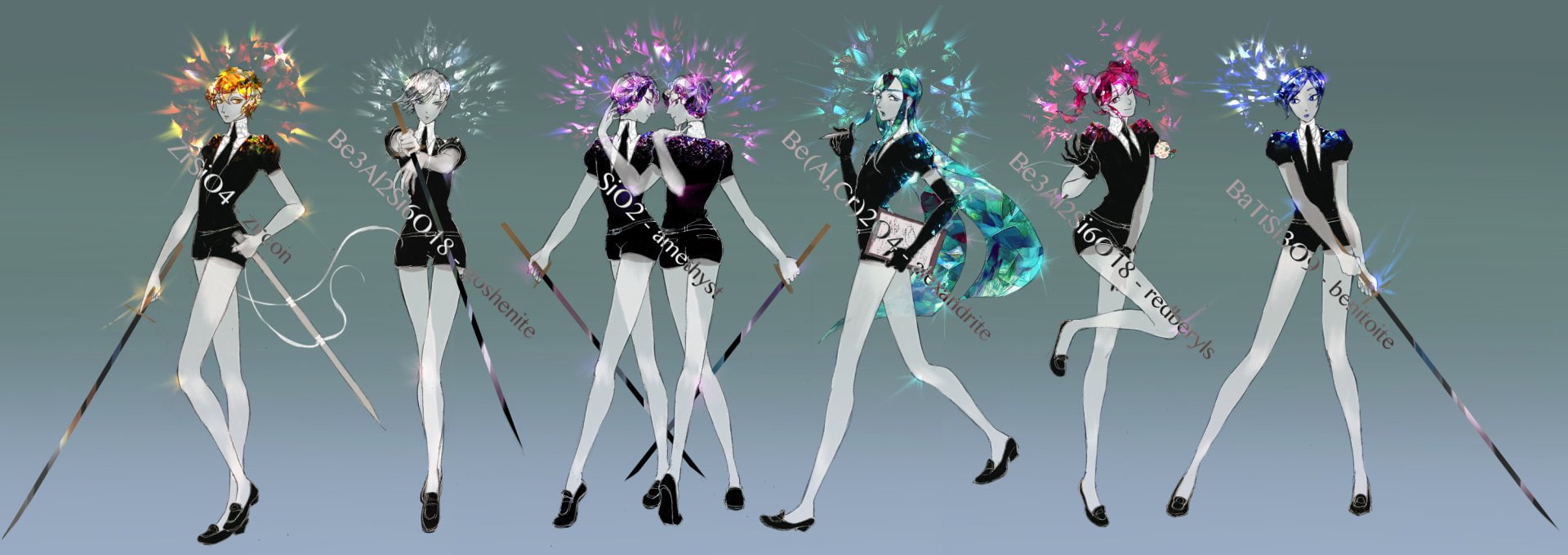 Alexandrite (Houseki no Kuni), Houseki no Kuni, Red Beryl (Houseki no Kuni), Zircon (Houseki no Kuni), Anime, Antarcticite (Houseki no Kuni), 1080P, Amethyst, HD Wallpaper