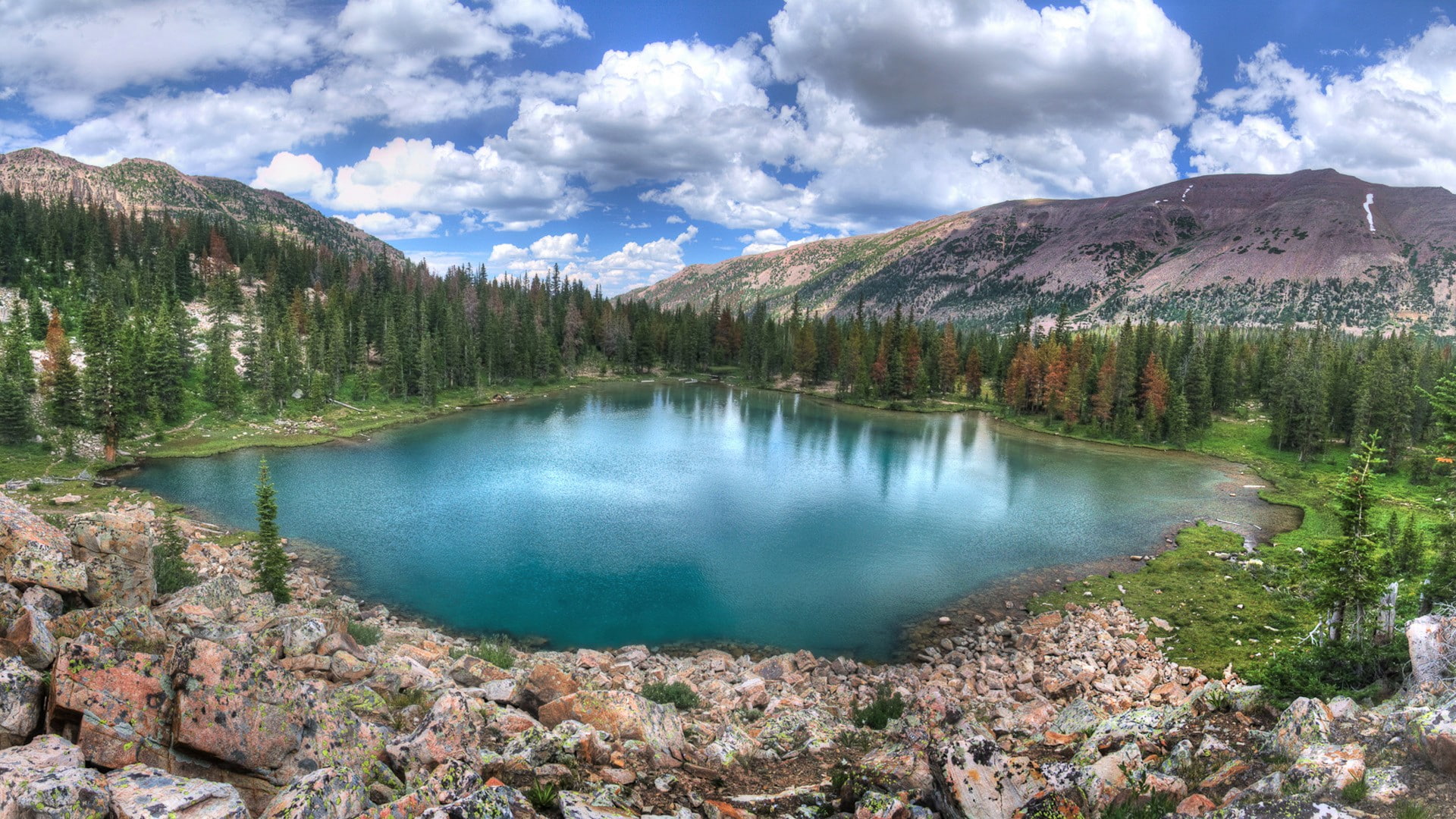Earth, Mountain, Lake, Amethyst Lake, Forest, Utah, 1080P, Lakes, HD Wallpaper