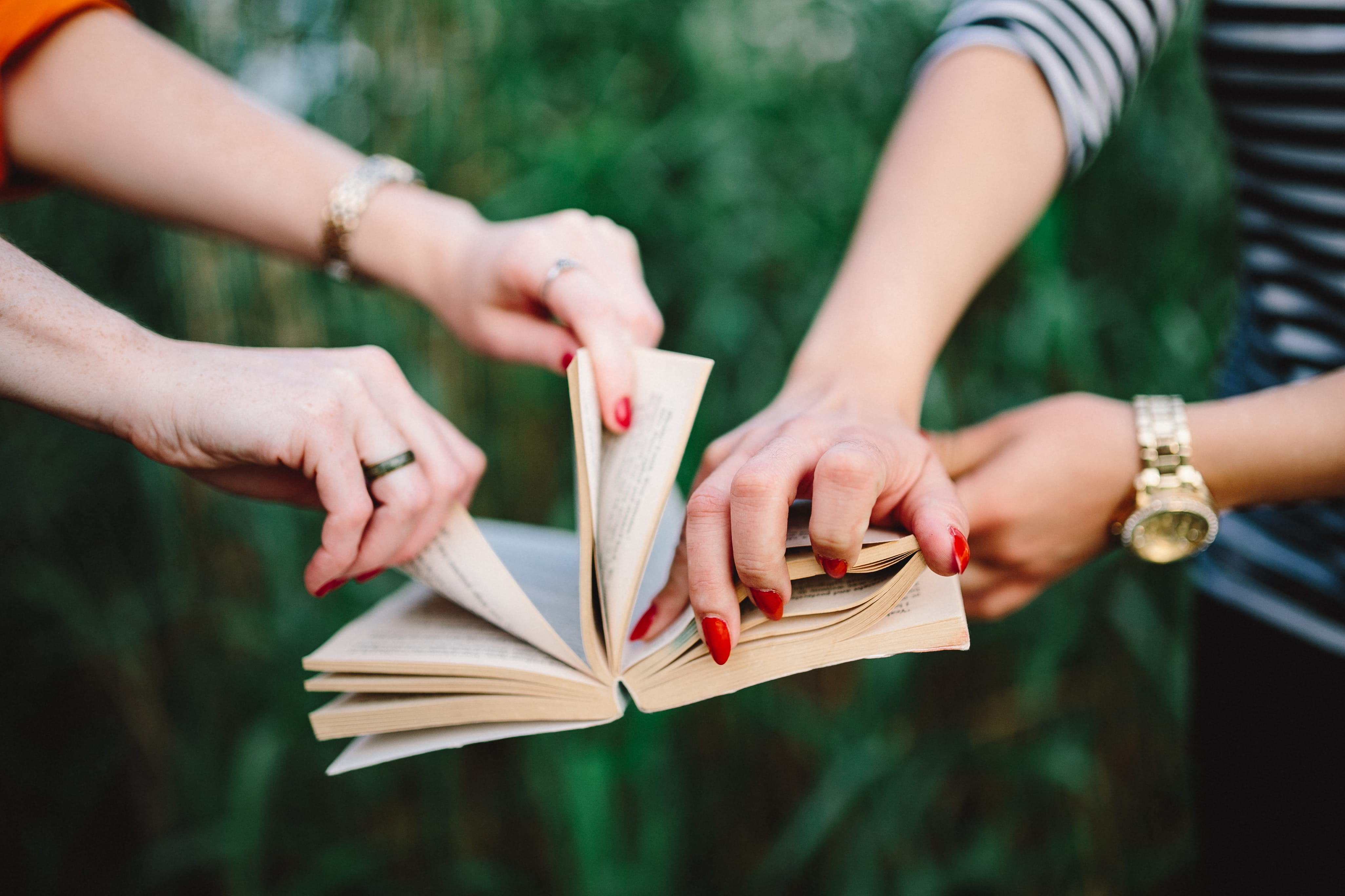 people, emotion, positive emotion, human Hand, book, nature, reading, hands, togetherness, outdoors, body part, day, destroy, hand, Young women, couple - relationship, HD Wallpaper