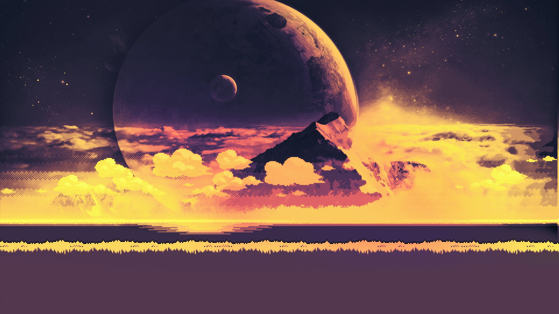 astrology, Moon, sunset, outdoors, astronomy, cloudscape, idyllic, planet, sun, star - Space, cloud - Sky, horizon, stars, sky, scenics - nature, 1080P, HD Wallpaper