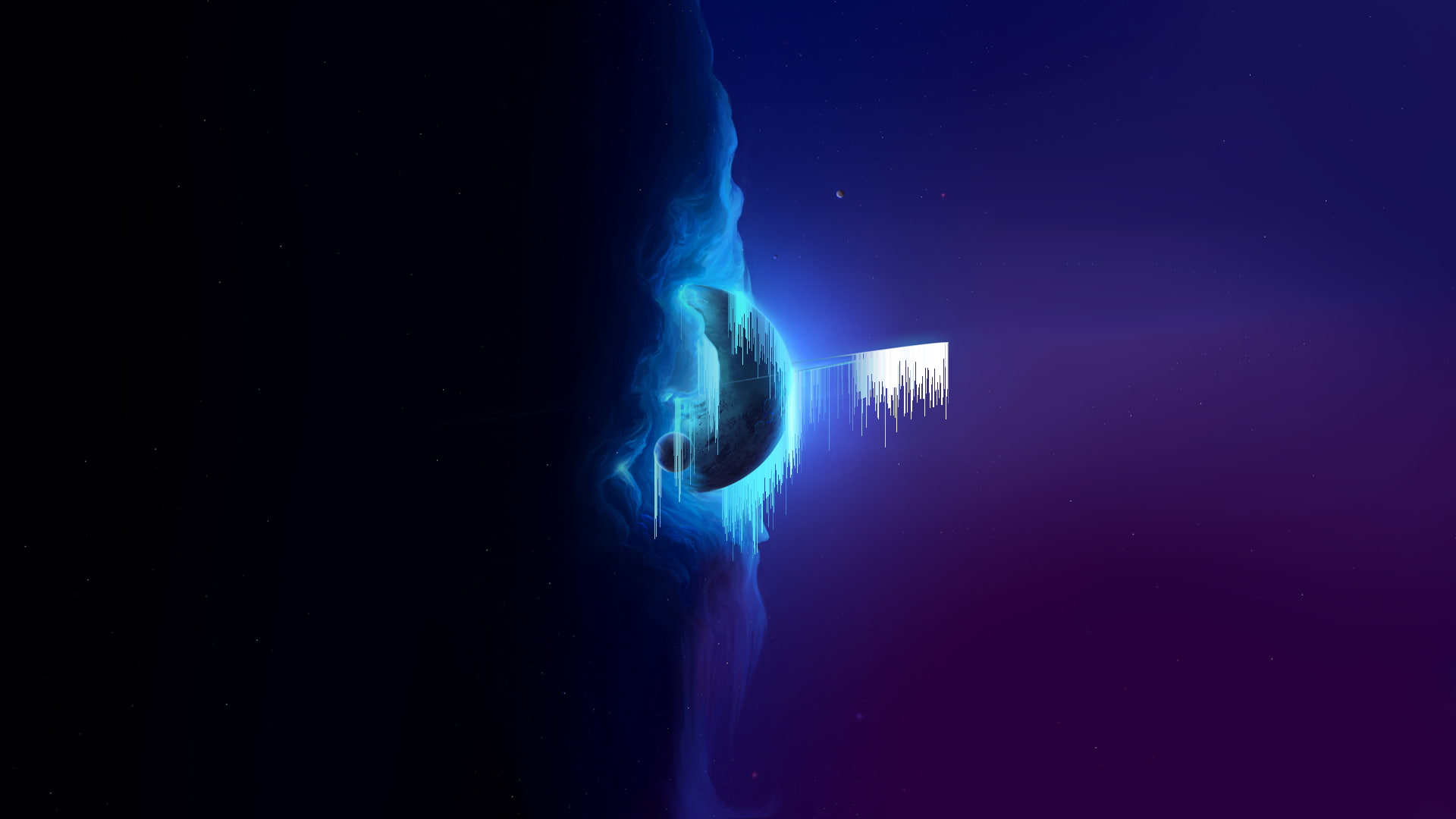 pixel sorting, 1080P, planet, planetary rings, nebula, HD Wallpaper