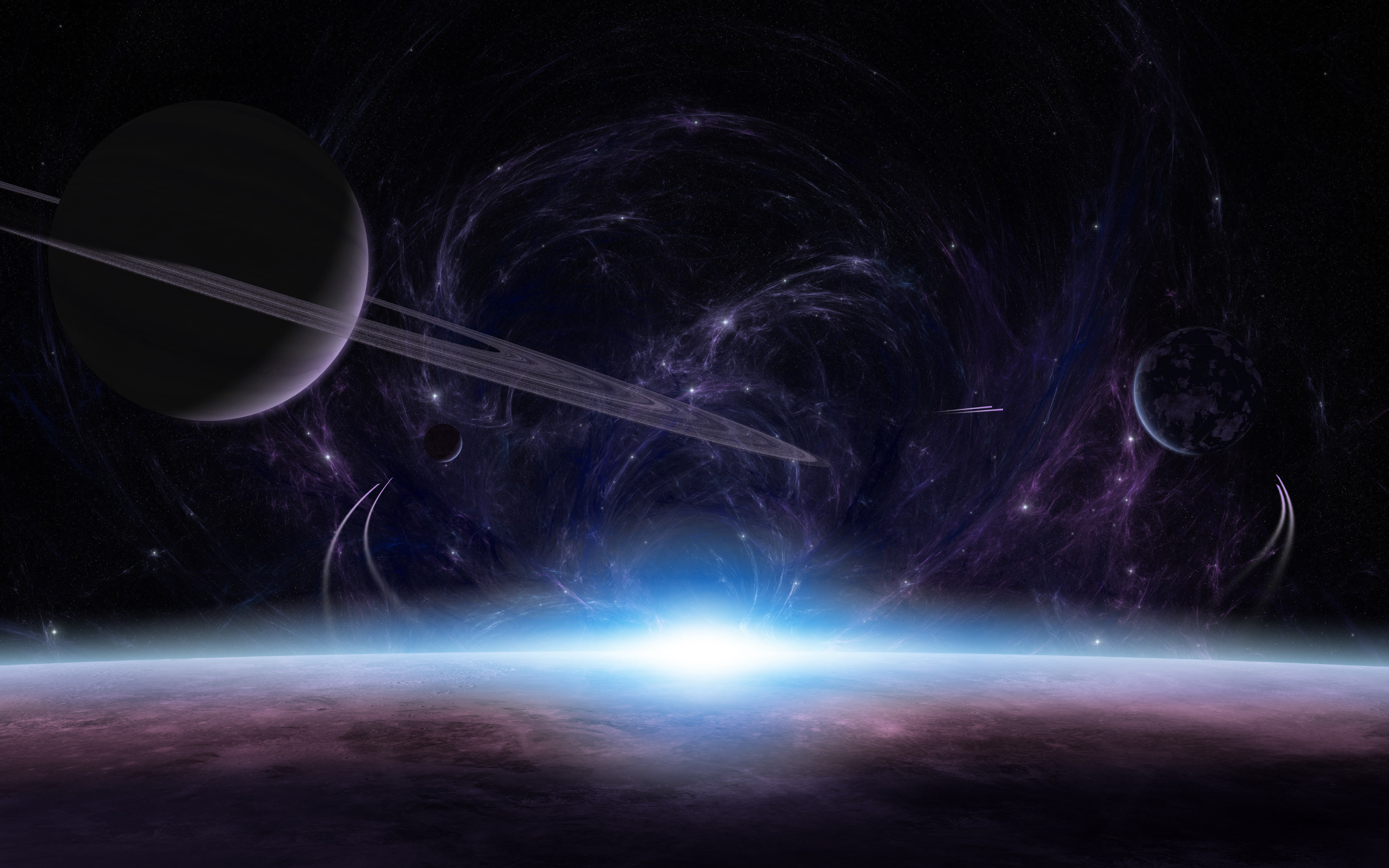 digital art, space, space art, planetary rings, 4K, planet, HD Wallpaper