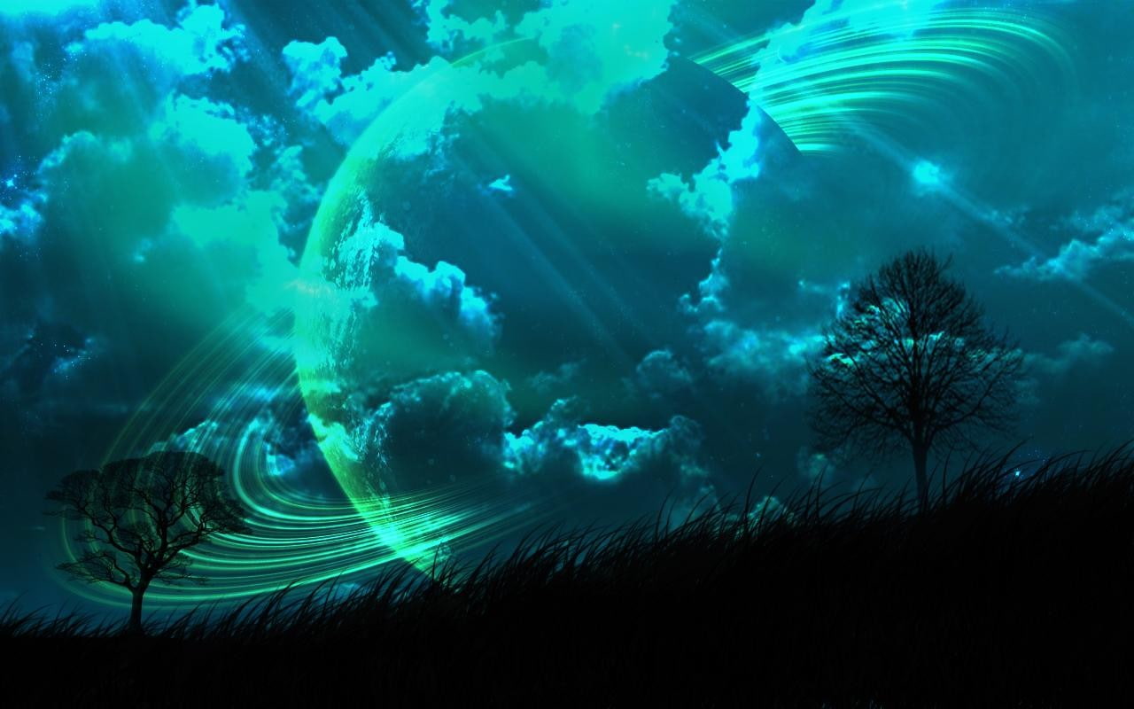 fantasy art, 720P, planetary rings, space, planet, landscape, HD Wallpaper