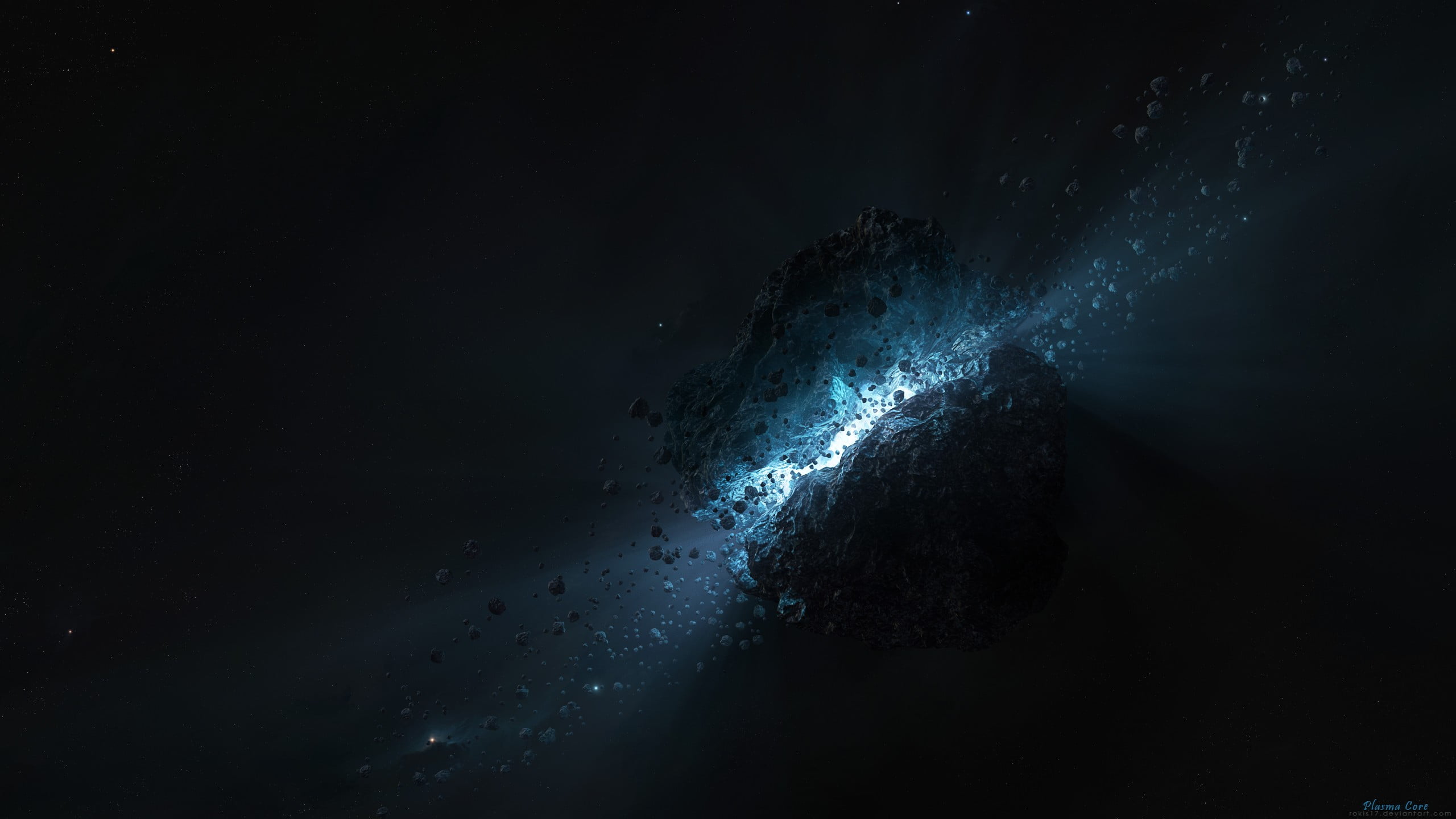 smoke - physical structure, geology, exploding, motion, nature, 2K, no people, destruction, sky, black, impact, dust, space, illuminated, glowing, space art, HD Wallpaper
