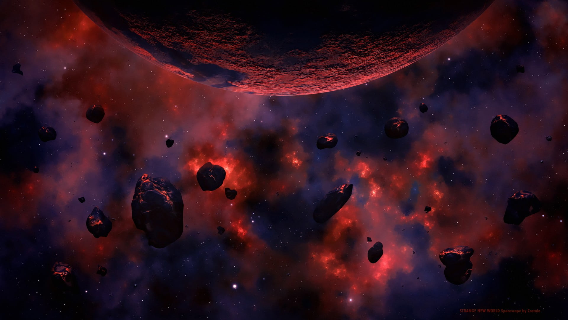 marine, illuminated, space art, planet, destruction, orange color, beauty in nature, night, sky, purple, nature, asteroids, space, digital art, glowing, HD Wallpaper