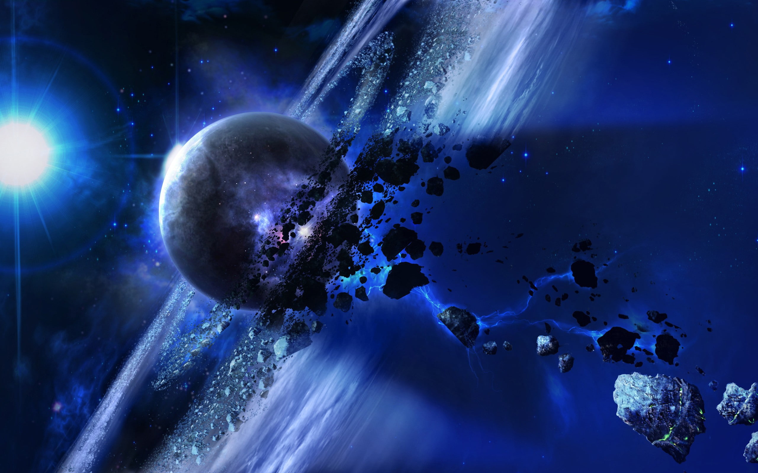 galaxy, planet, space, render, 2K, asteroid, HD Wallpaper