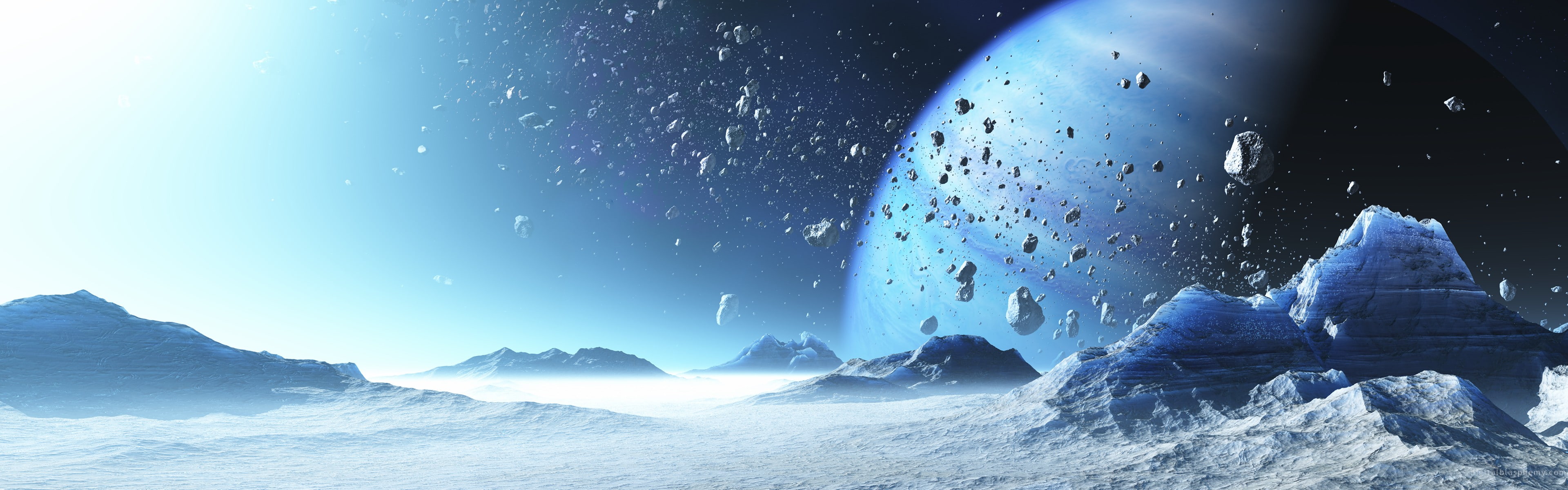 CGI, digital art, 4K, space, asteroid, planet, ice, HD Wallpaper