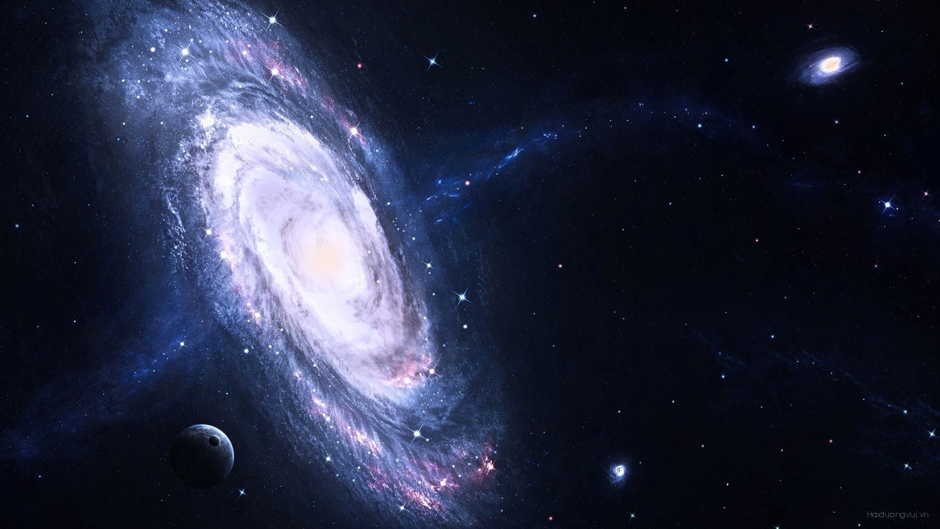 planet, scenics - nature, constellation, spiral galaxy, sky, space and astronomy, galaxy, no people, astronomy, star - space, digital art, illustration, HD Wallpaper