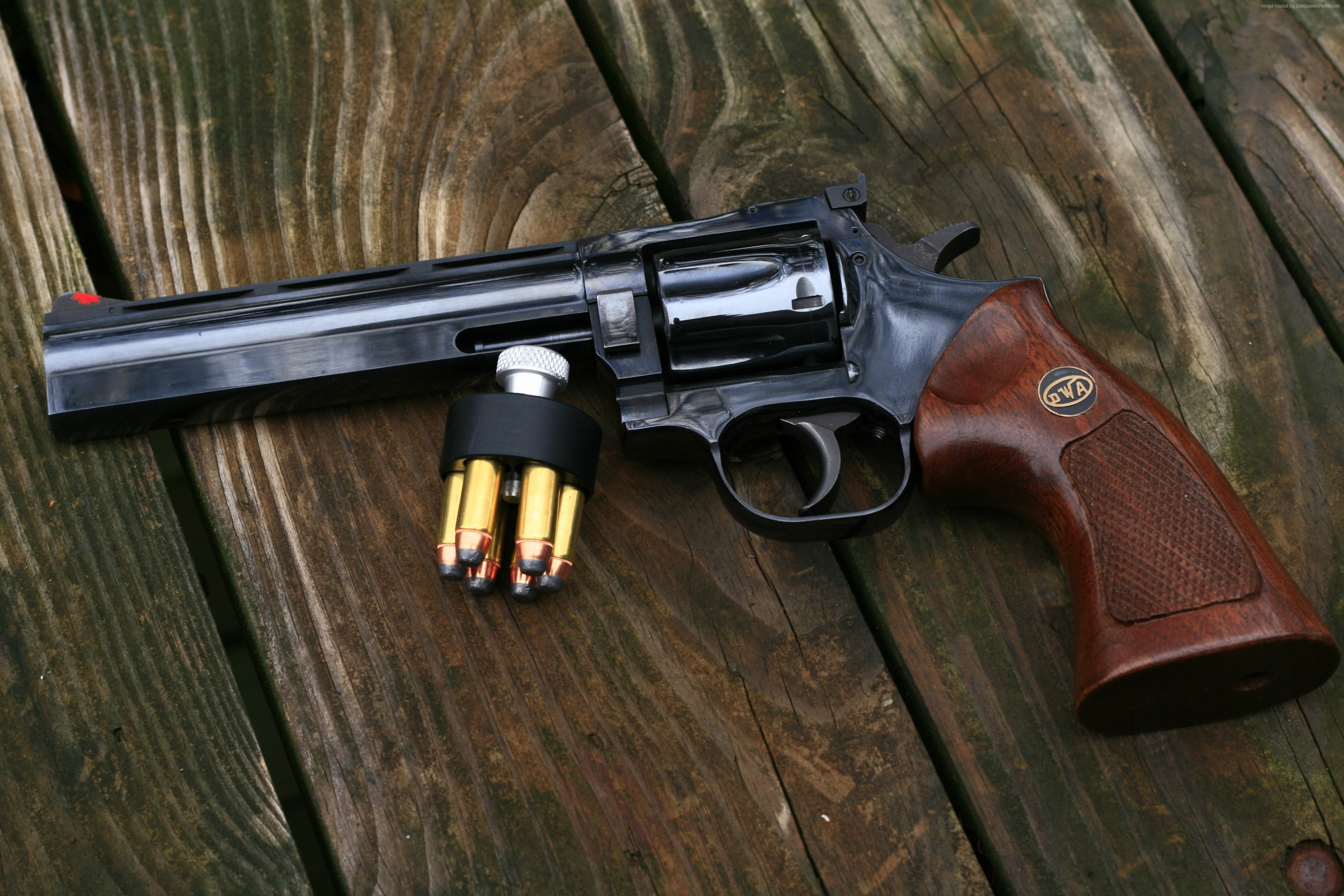 Dan Wesson, Magnum, revolver, speedloader, 4K, DW, DWA, .357, wooden flooring, custom, HD Wallpaper