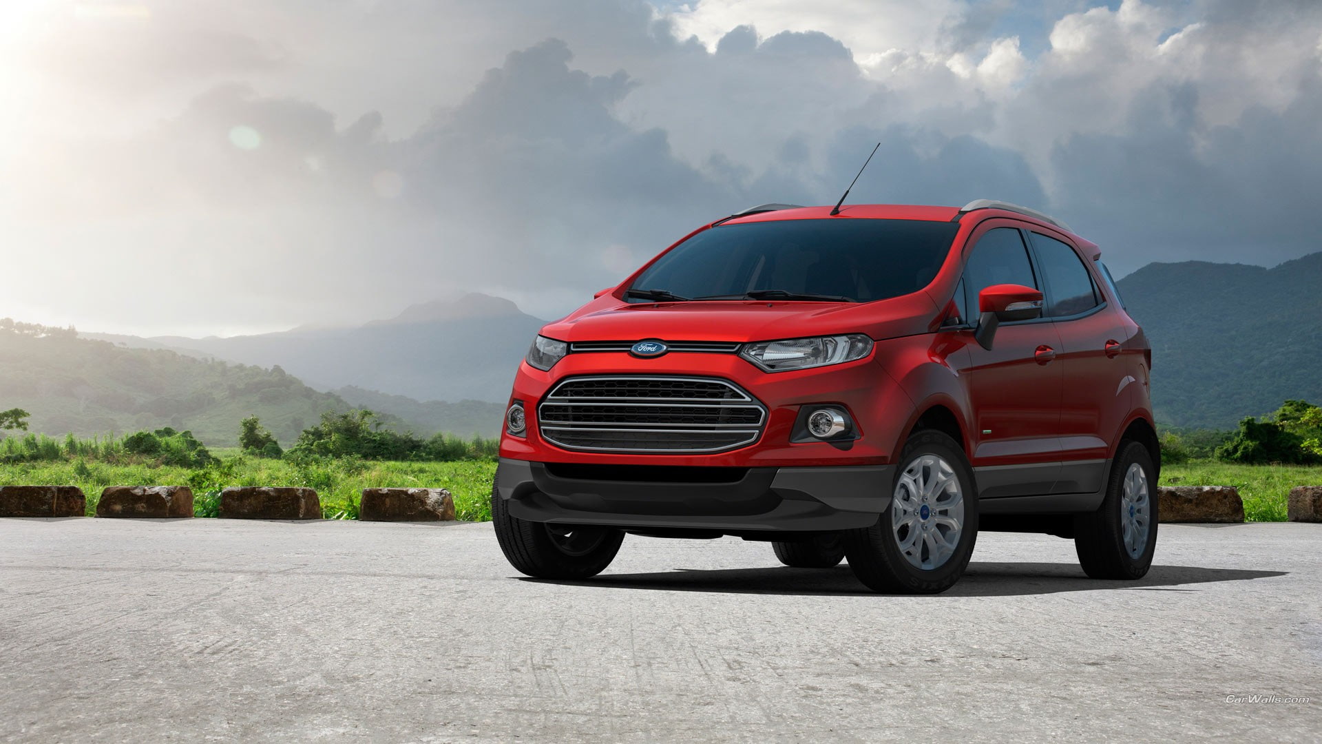 Ford EcoSport, Ford, 1080P, vehicle, car, red cars, HD Wallpaper