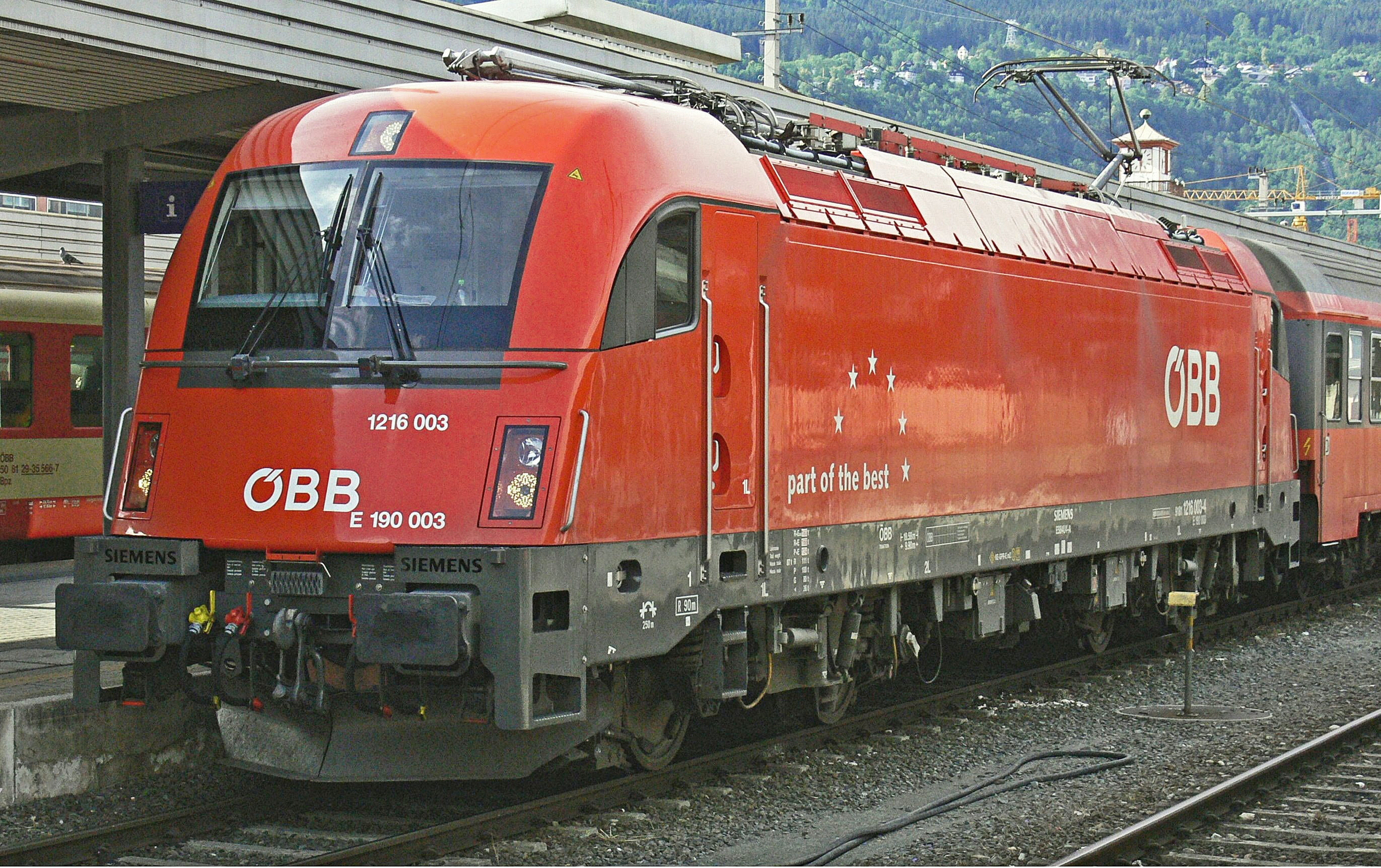 transportation, steam train, universal locomotive, canopy, railroad track, day, outdoors, rail traffic, nature, text, 2K, number, öbb, platform, locomotive, HD Wallpaper