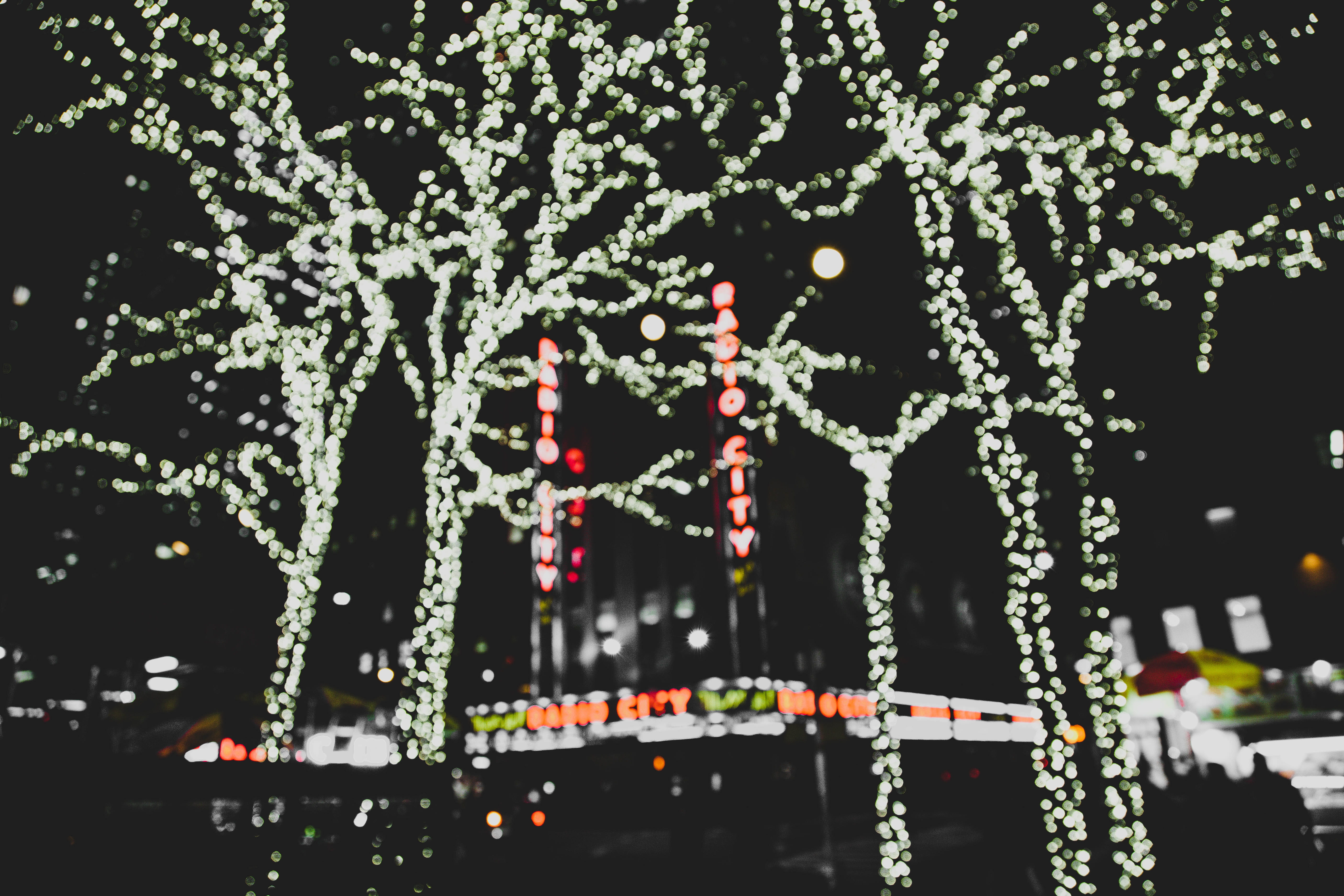 street, christmas, decoration, illuminated, no people, night, nature, united states, built structure, city, radio city music hall, lighting equipment, building exterior, HD Wallpaper