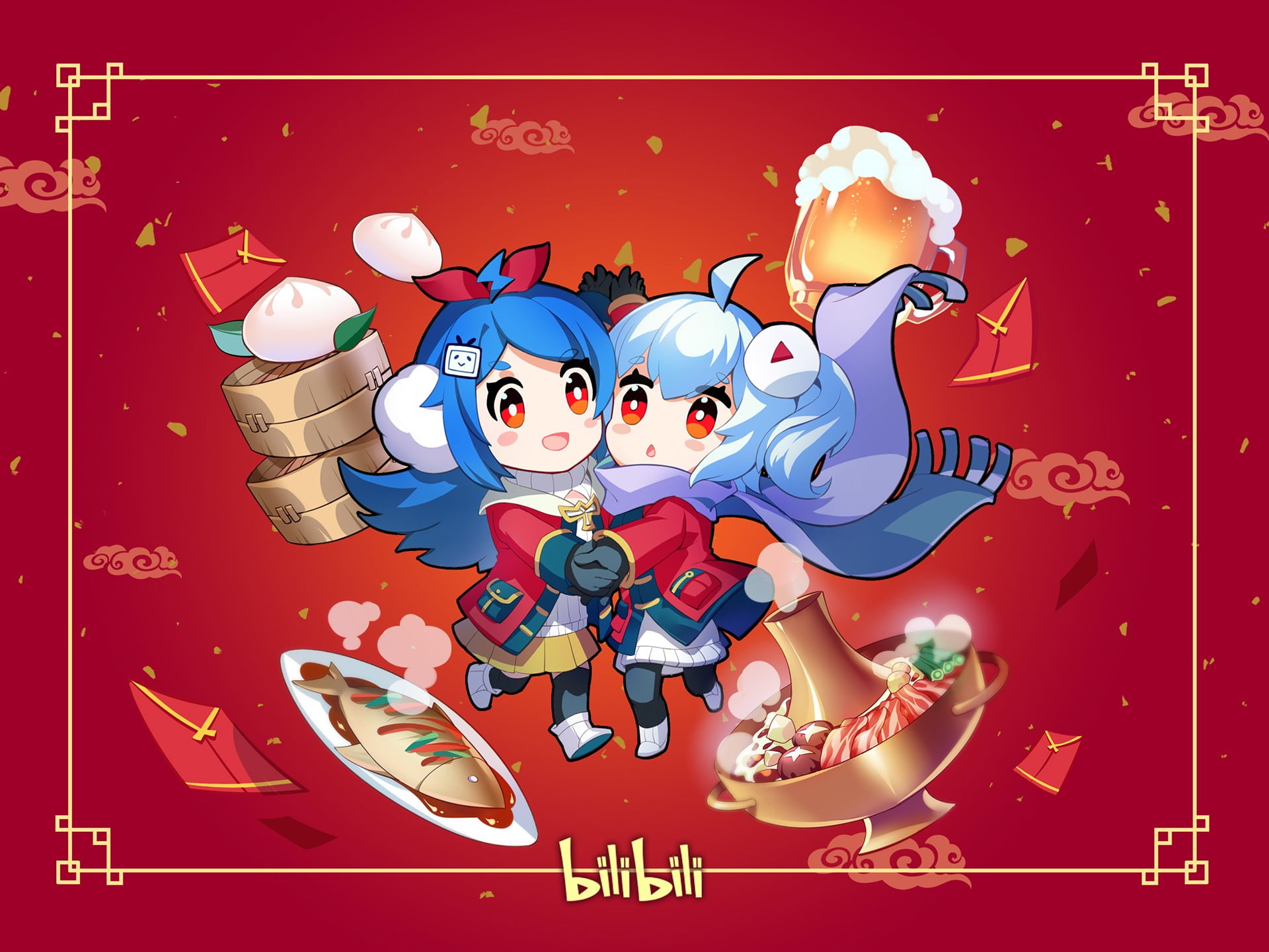 2233, communication, red, food and drink, bilibili, representation, christmas, moon, astrology sign, food, human representation, art and craft, no people, HD Wallpaper