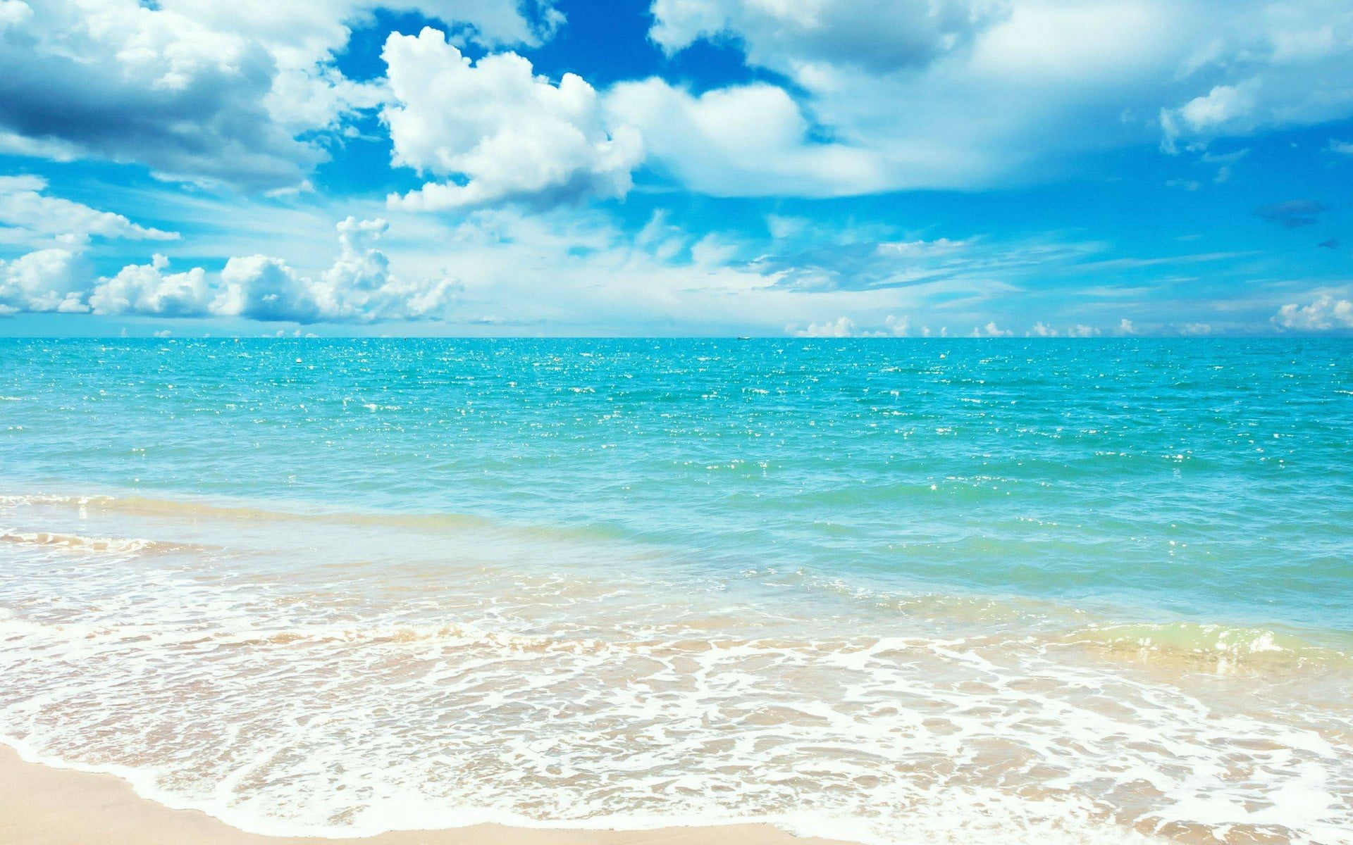clouds, cloud - sky, day, beauty in nature, blue, outdoors, horizon over water, 1080P, turquoise colored, tranquility, ocean, sand, scenics - nature, nature, HD Wallpaper