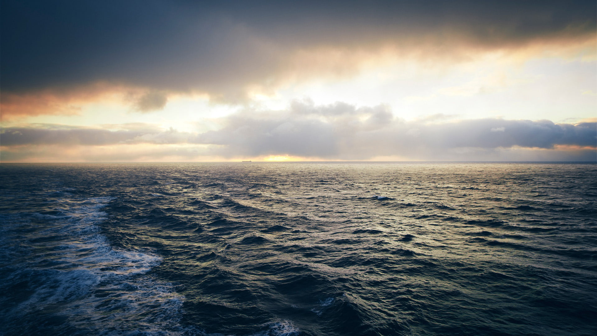 sky, waves, clouds, blue, 1080P, seascape, water, sun, hd, sea, HD Wallpaper